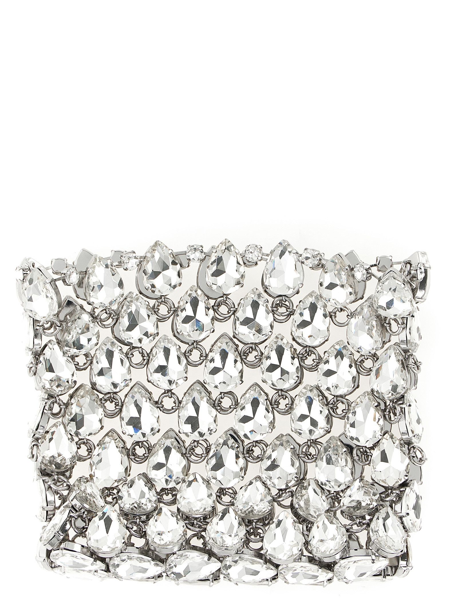Self-Portrait 'Silver Crystal Chainmail Mini' clutch Size ONE SIZE - 1 Thumbnail