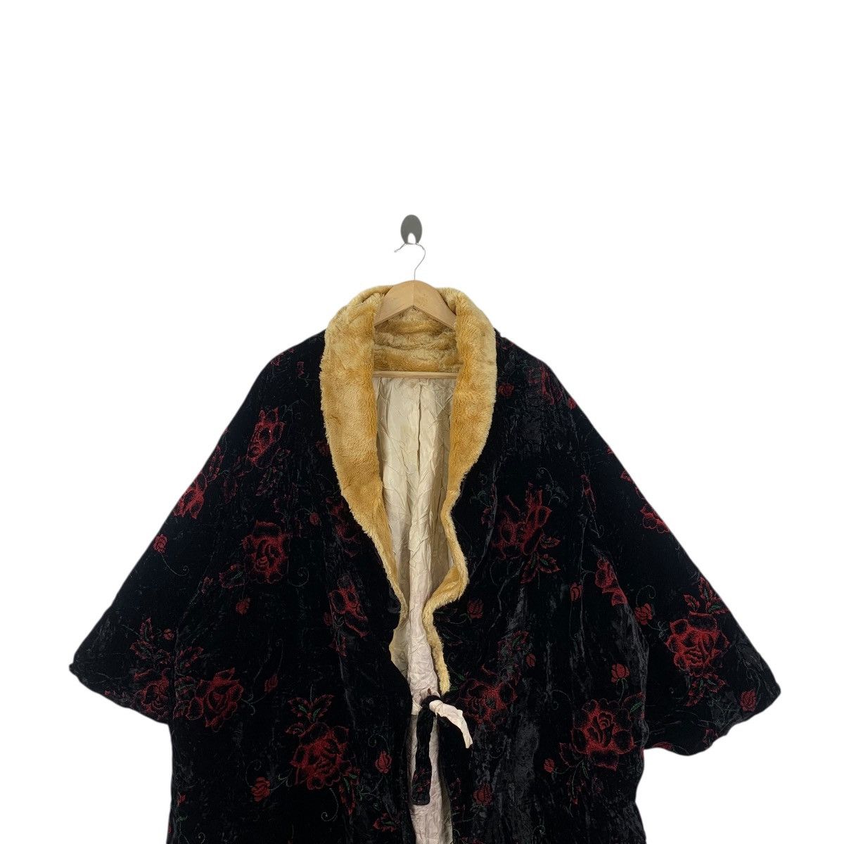 Vintage Vintage 70s KIMONO JAPAN FLORAL ROSE Velvet Haori Robe Coat Size XXL / US 16-18 / IT 52-54 - 2 Thumbnail