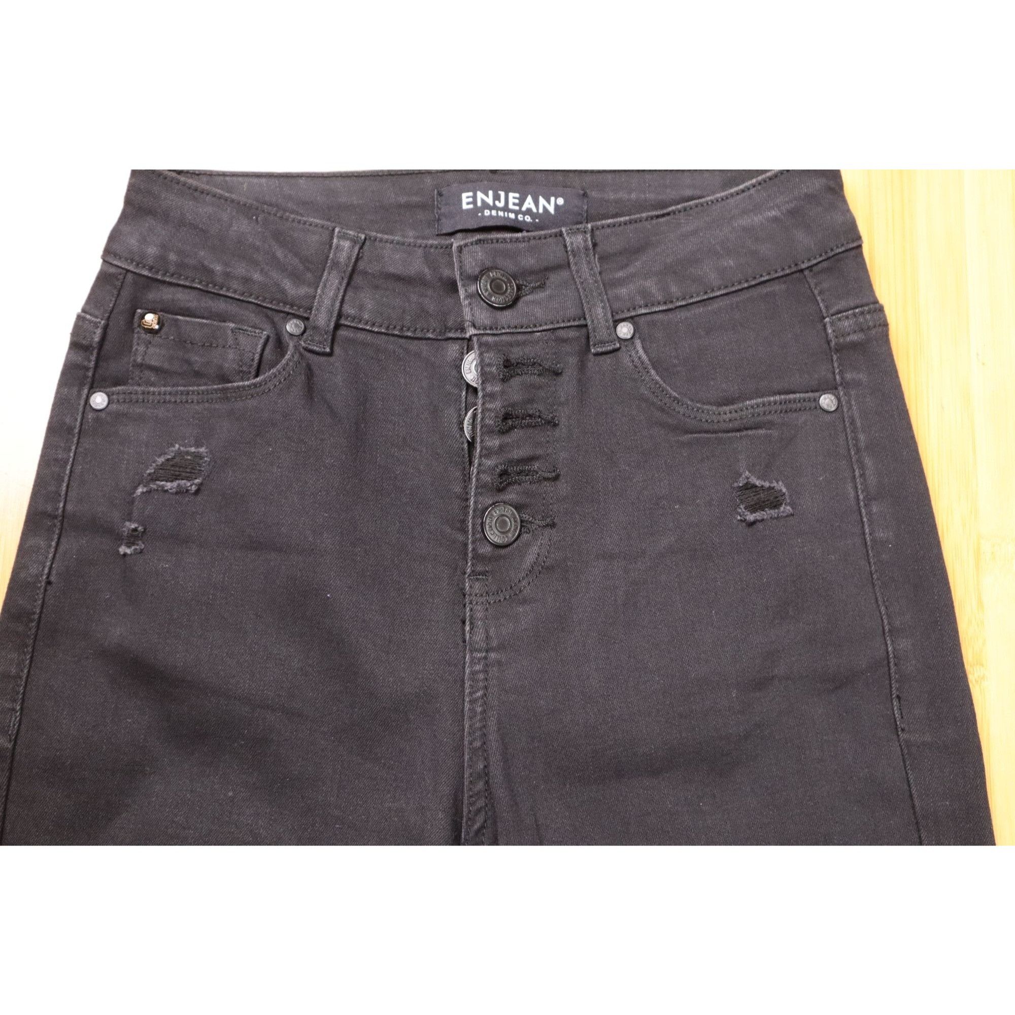 Other Enjean High-Rise Black Skinny Jeans – Button Fly, Distressed Size 25" / US 0 / IT 36 - 3 Thumbnail