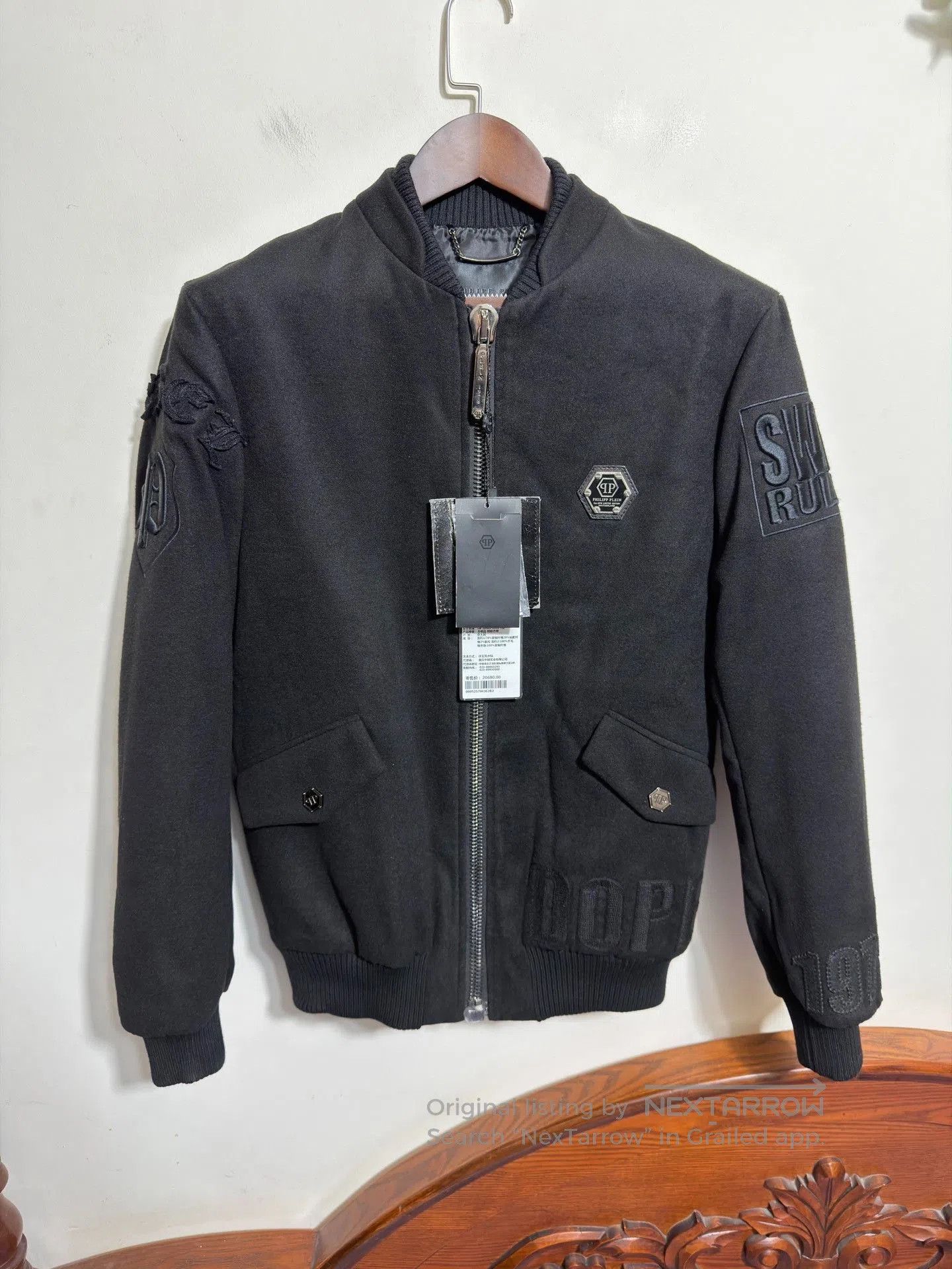 Philipp Plein Philipp Plein Black Bomber Jacket. Size US M / EU 48-50 / 2 - 1 Thumbnail