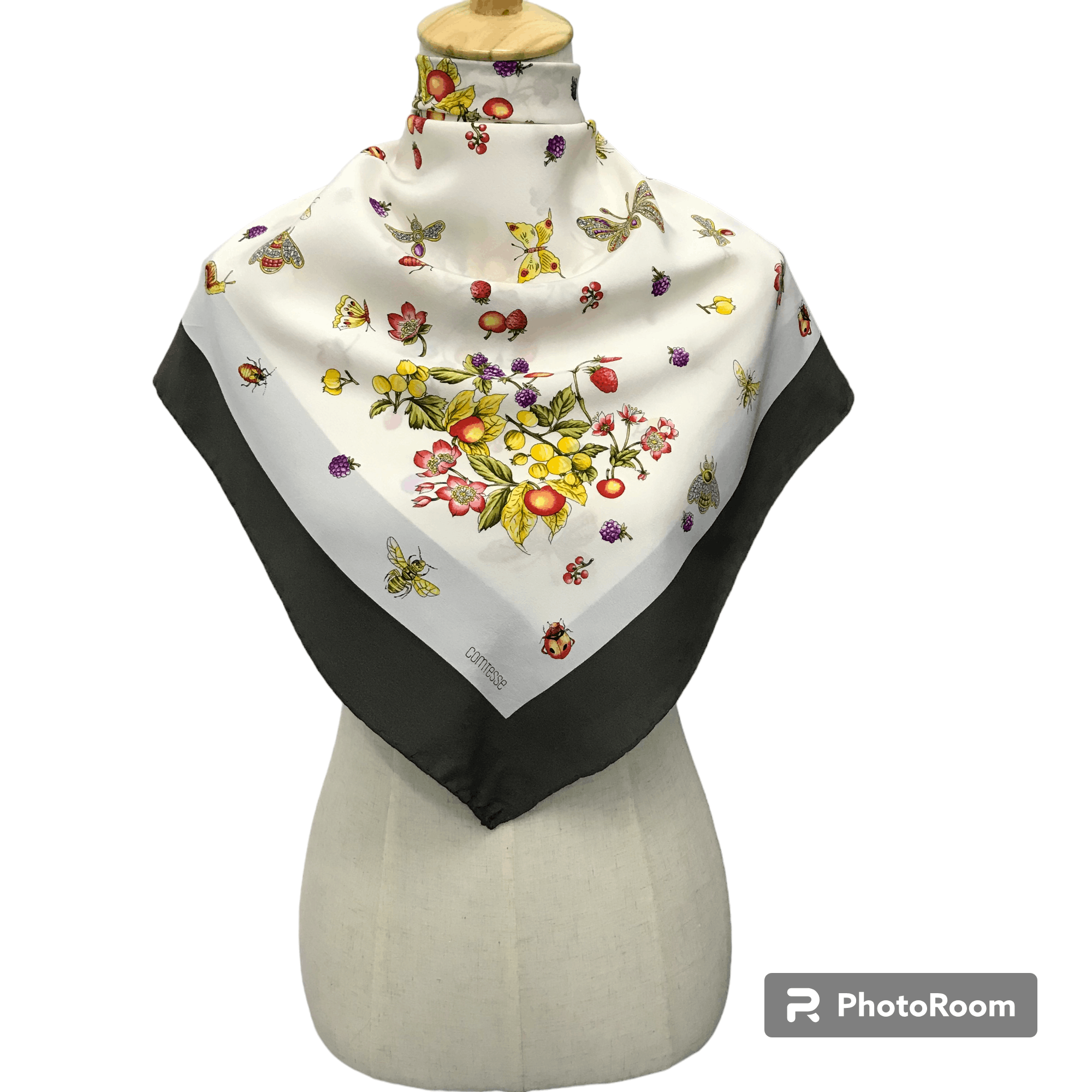 Vintage Comtasse made in Italy Floral Silk Scarf M46 Size ONE SIZE - 1 Thumbnail