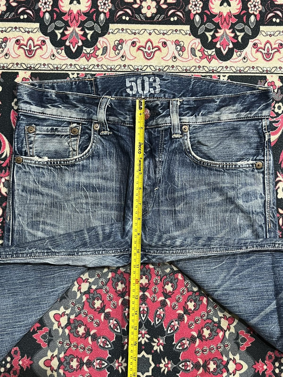 Edwin Edwin 503 Blue Trip Blue Faded Washed Ripped Flare Jeans Size US 32 / EU 48 - 13 Thumbnail