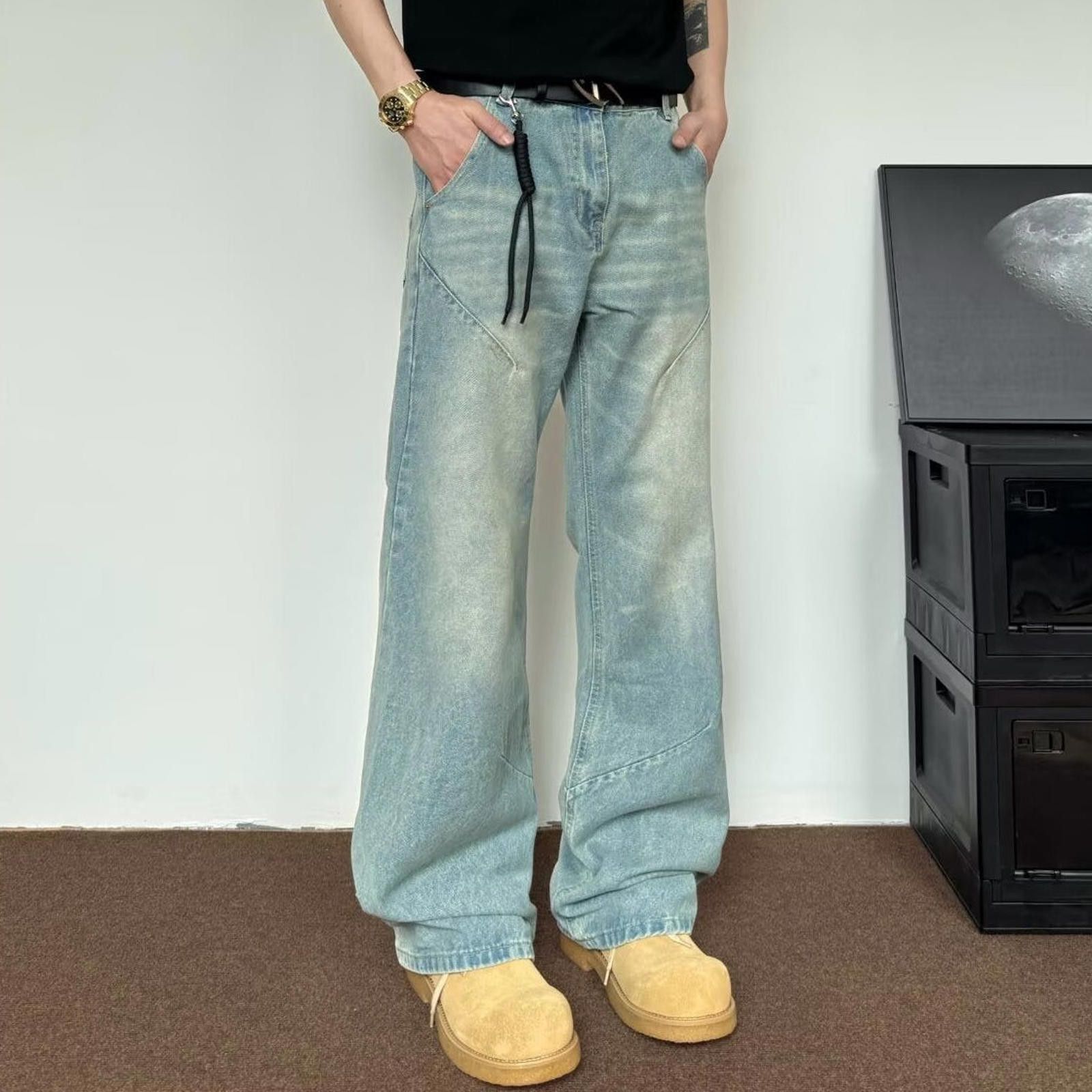 Jean Baggy Washed Jeans - Vintage Loose Size US 33 - 2 Thumbnail