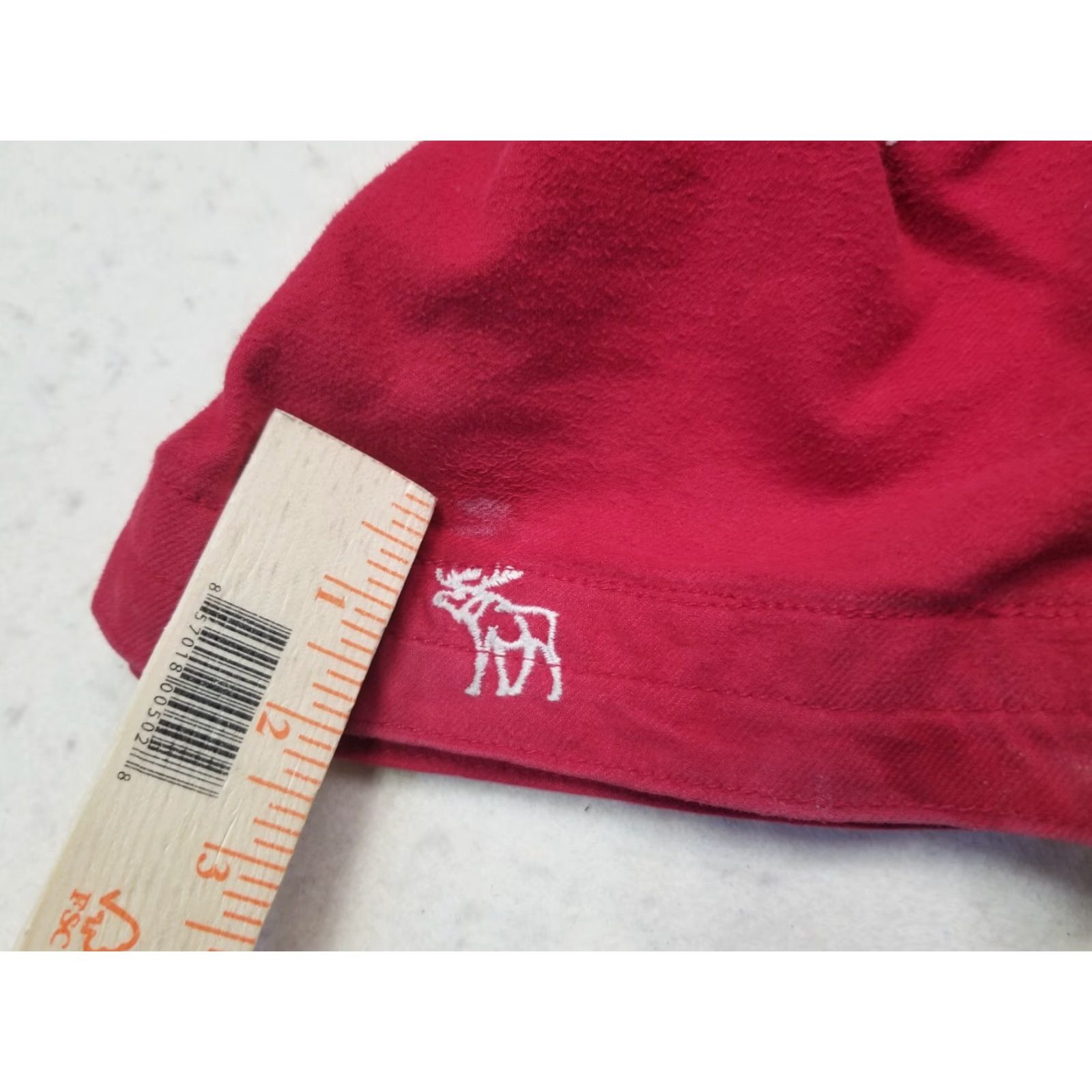 Abercrombie & Fitch VINTAGE Abercrombie & Fitch Moose Logo Print Flannel PJ Pants L Men Red Cotton Size US 33 - 6 Thumbnail