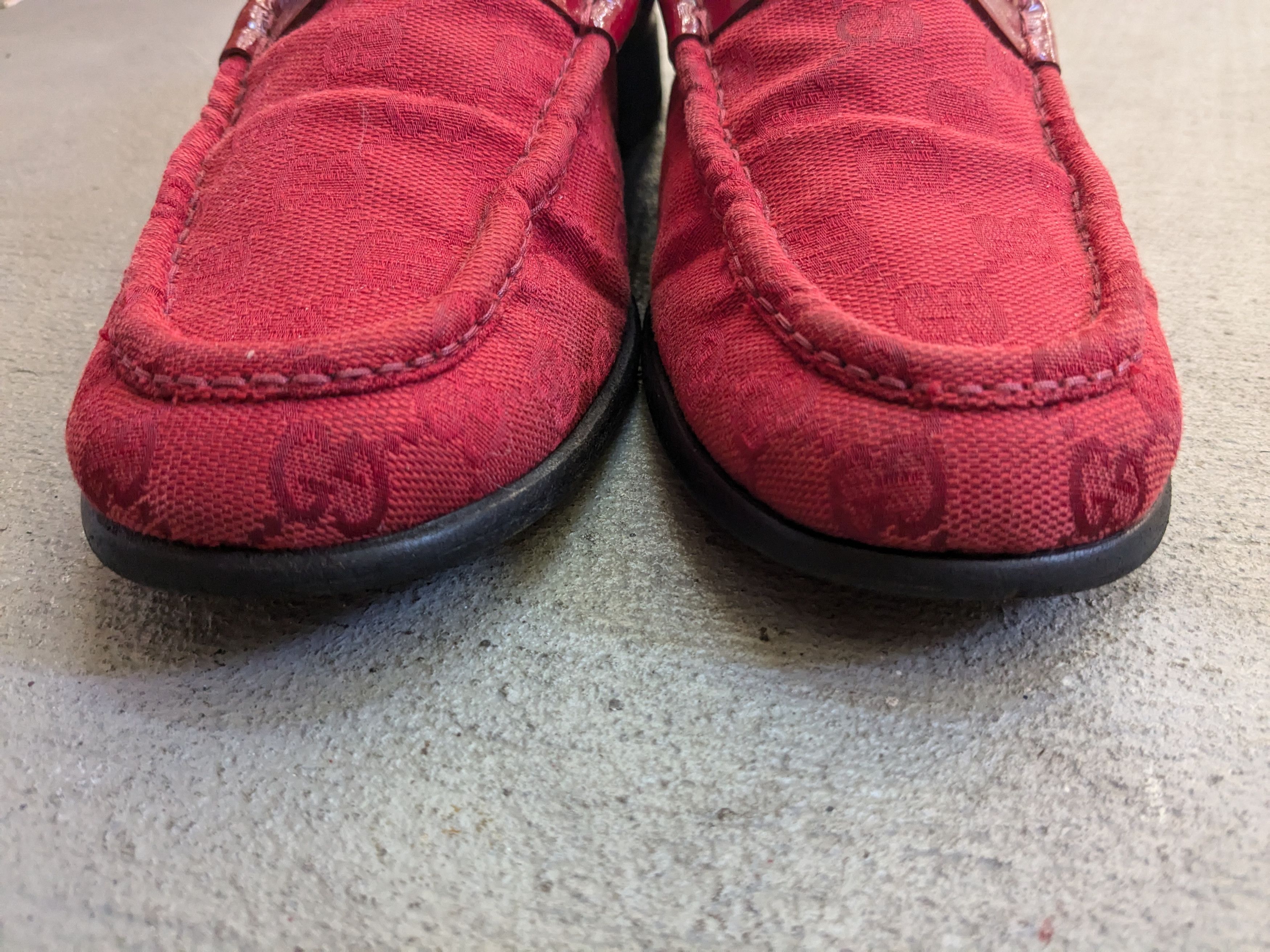 Gucci Gucci Horsebit Loafers Red 10 B Monogram Canvas Jacquard Size US 10 / IT 40 - 2 Thumbnail