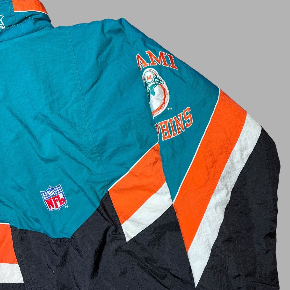 NFL × Starter × Vintage Vtg 1990s NFL Miami Dolphins Zip Up Starter Puffer Jacket Size US XL / EU 56 / 4 - 20 Thumbnail