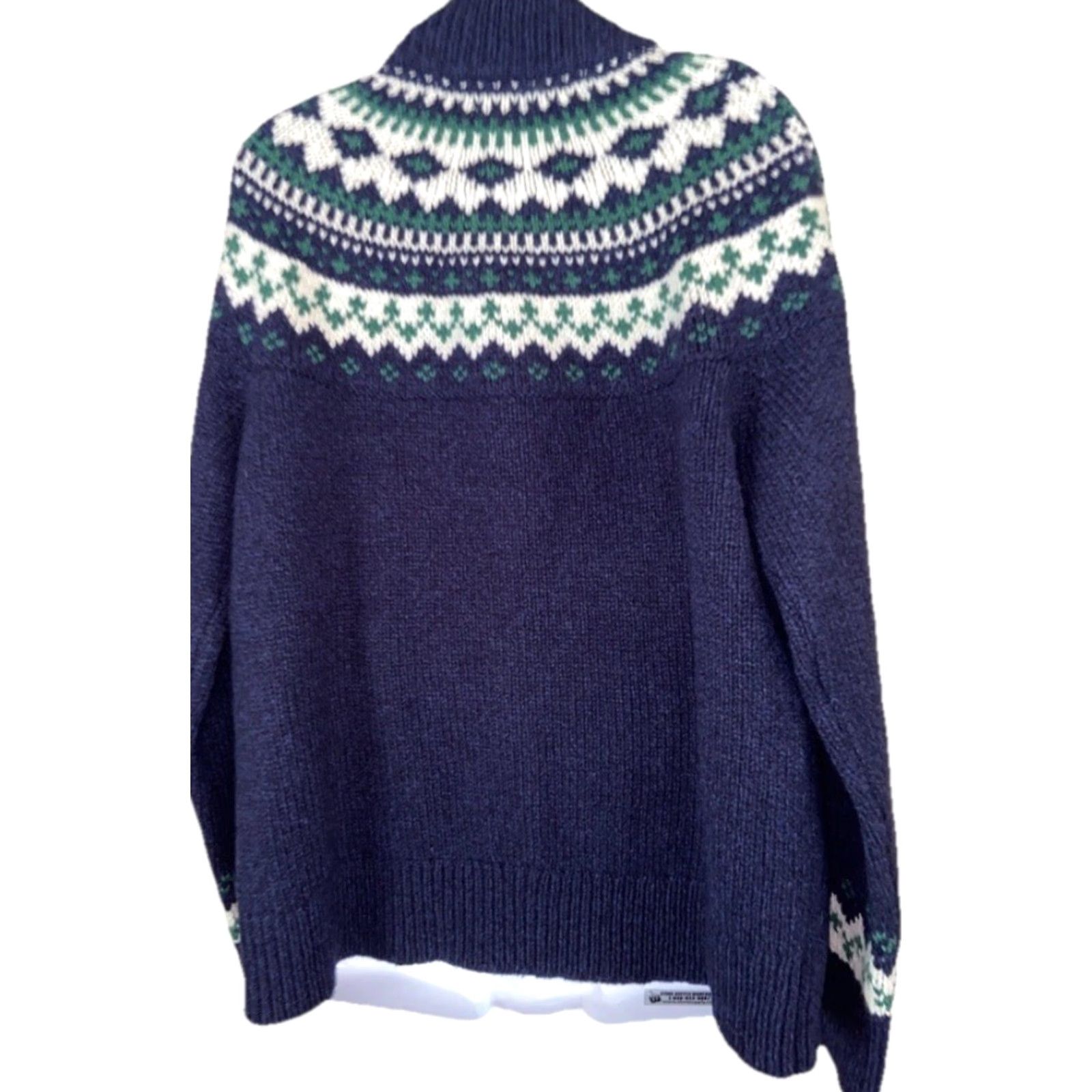Vintage VINTAGE L.L.Bean Sweater Jacket Zip Arctic BLUE White Green Fair Isle Woman M Size M / US 6-8 / IT 42-44 - 2 Thumbnail