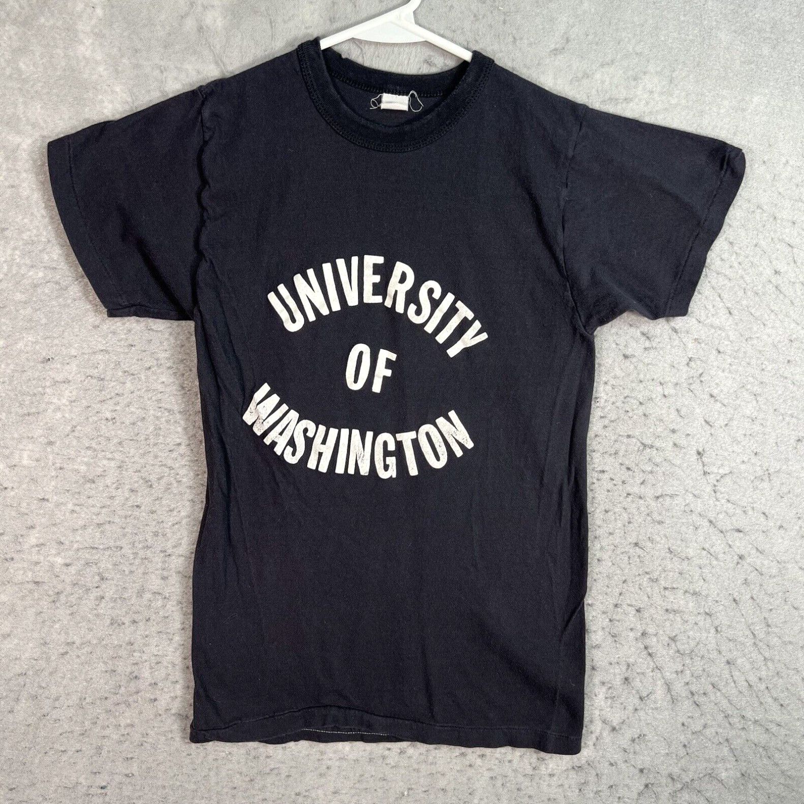 image of Vintage 70's Russell Athletic University Of Washington T Shirt Adult Small Black in White, Men's