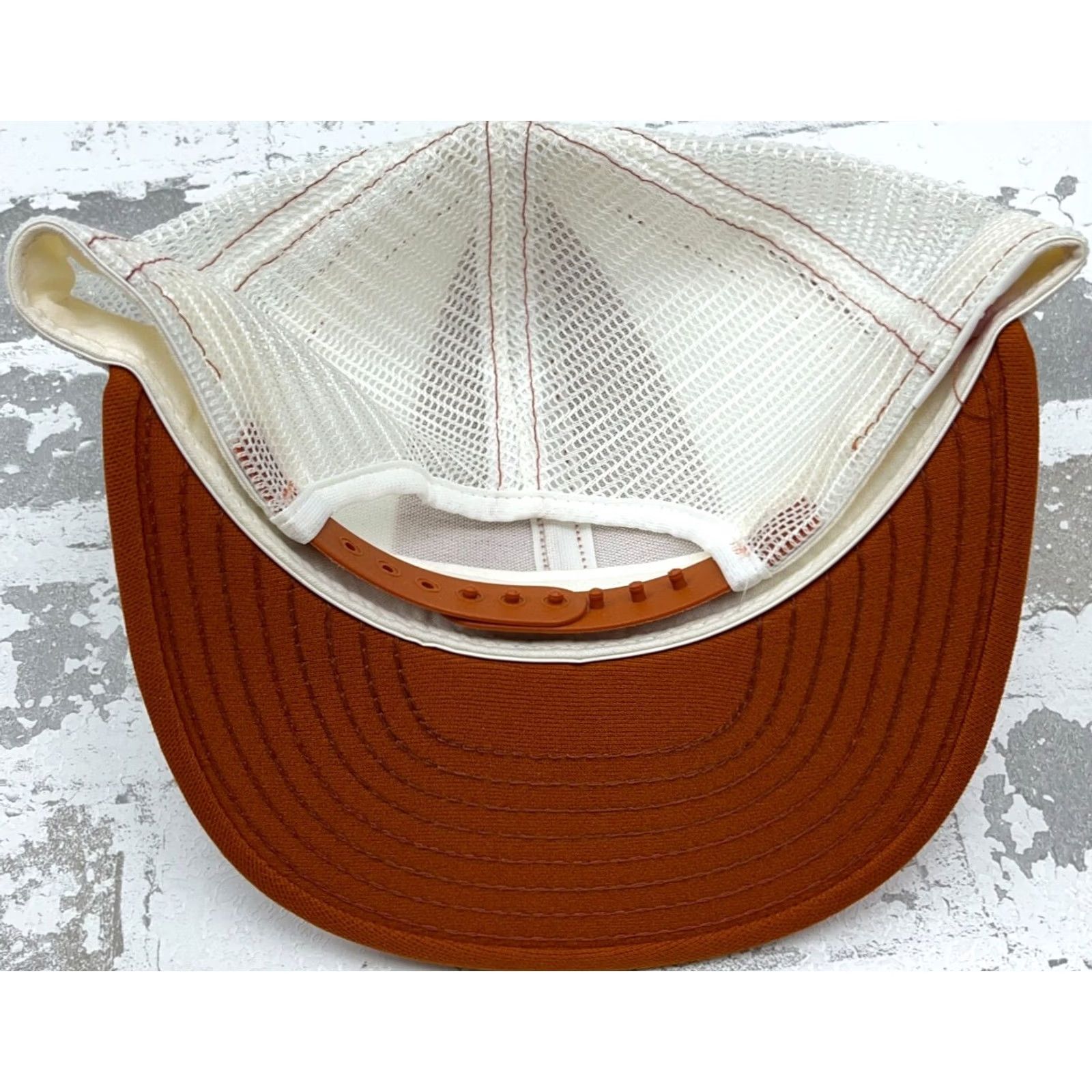Vintage VINTAGE Lucky Stripes Orange White Texas Trucker Hat Cap Snap Back Blank Plain Size ONE SIZE - 6 Thumbnail