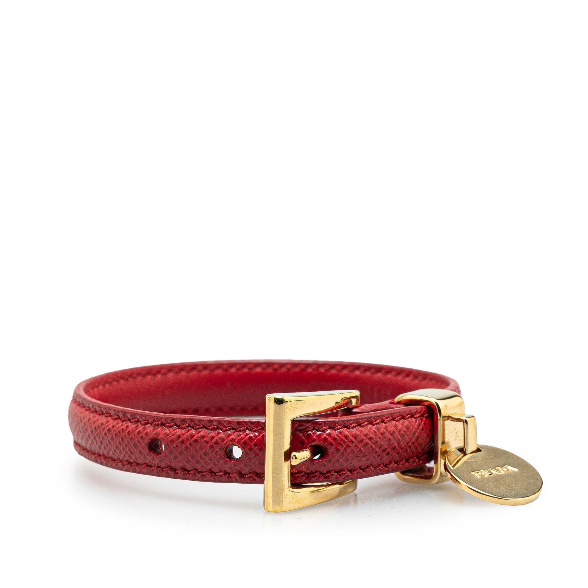 Prada Prada Saffiano Leather Bracelet Red Size ONE SIZE - 1 Thumbnail