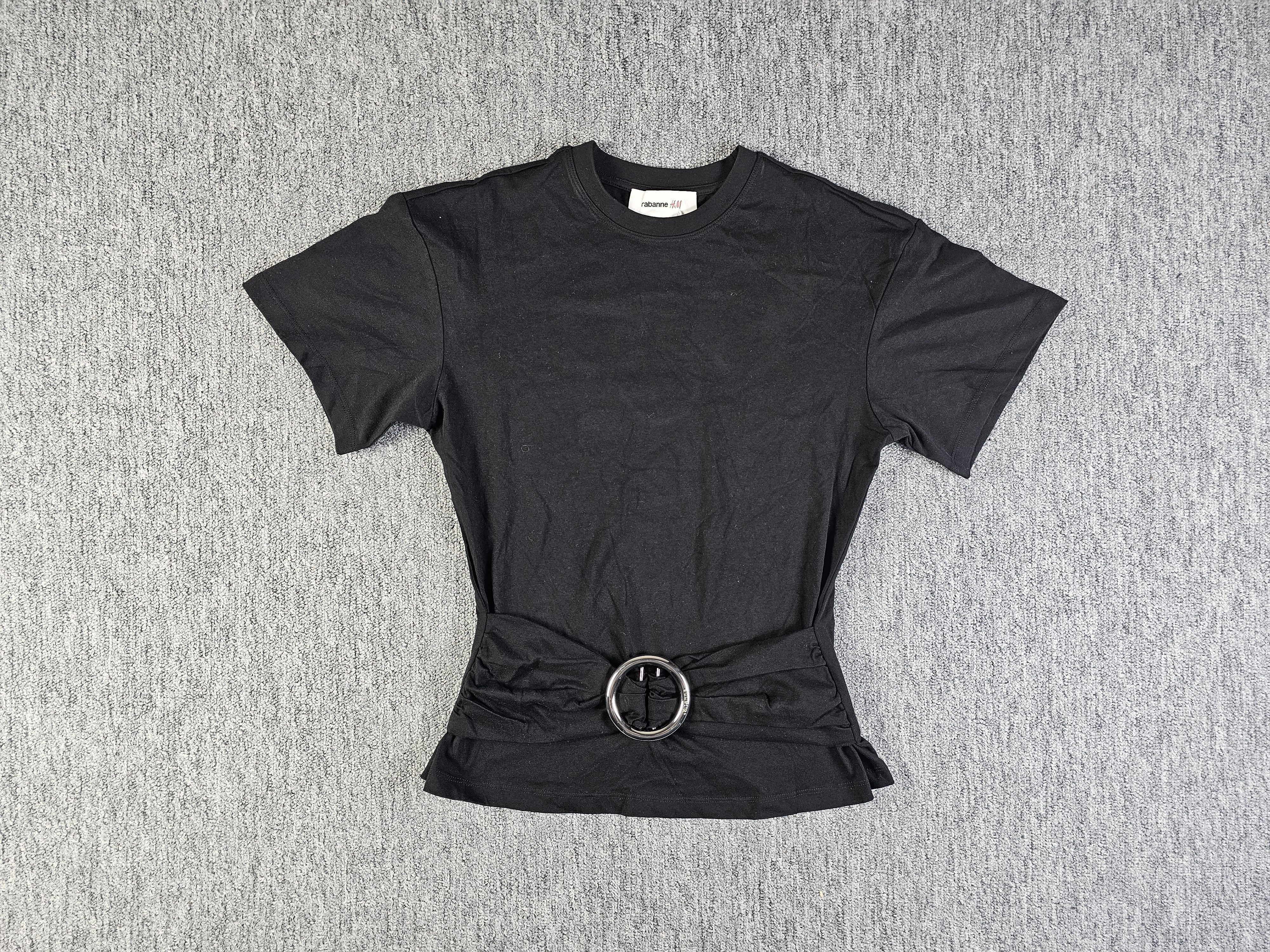 H&M × Paco Rabanne Rabanne H&M Belted Top Size S Black Crew Neck 2023 Collab Size S / US 4 / IT 40 - 5 Thumbnail