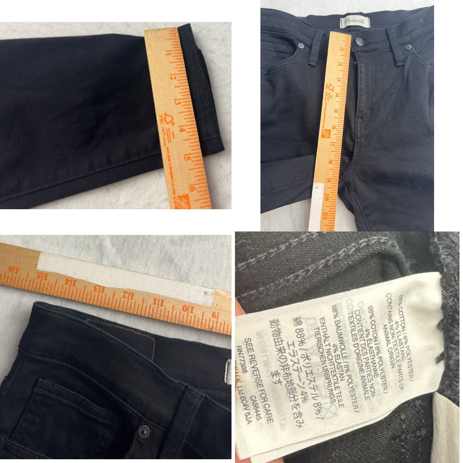 Madewell Madewell Jeans Skinny 8" 30x30 Tall Black Denim Button Zip High Rise Womens 90s City Preppy Vintage Jeans Size 24" / US 00 / IT 34 - 8 Thumbnail