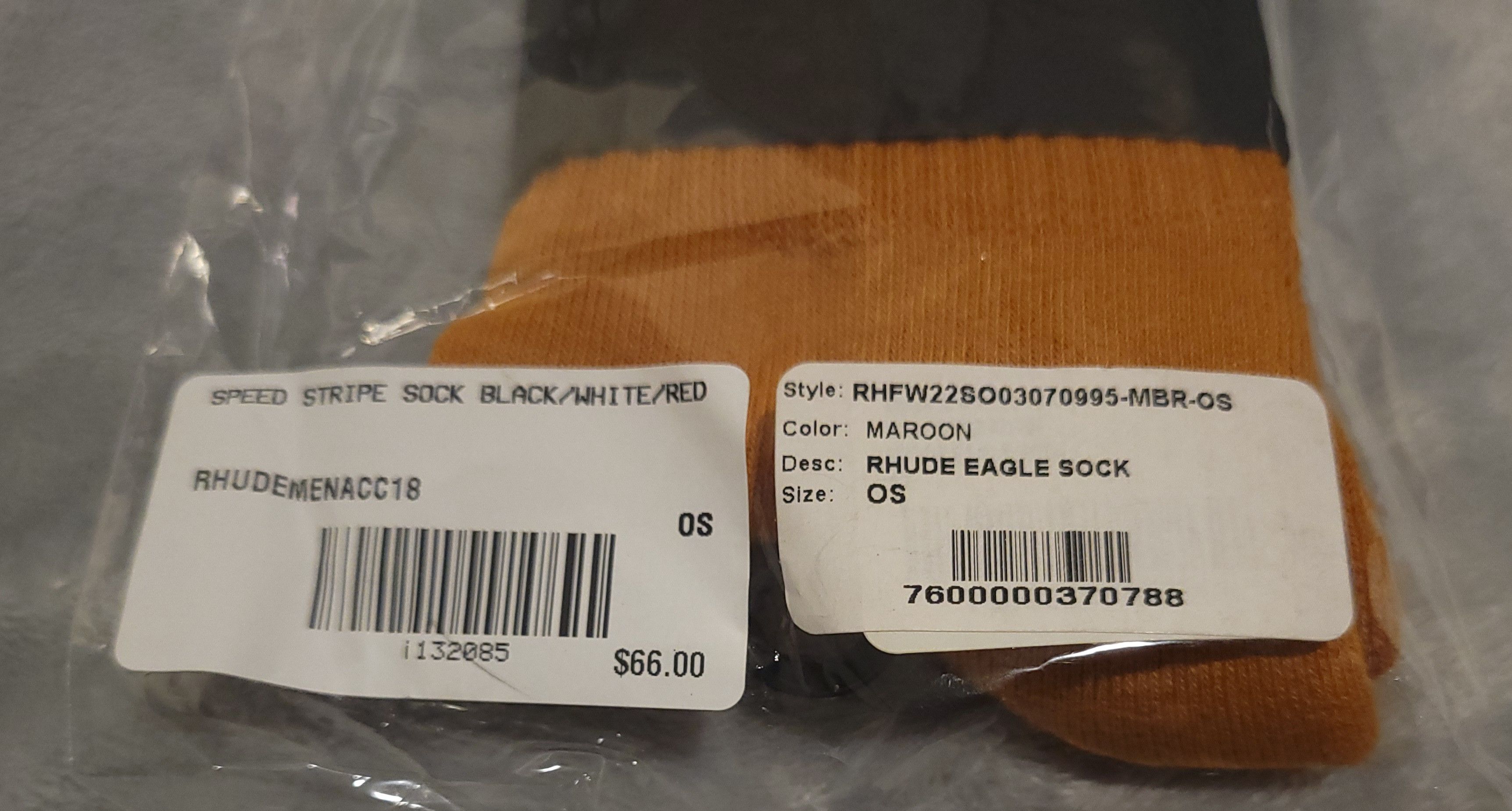 Rhude RHUDE Eagle Socks- Maroon (Rust Brown)1 Pair / Adult OS-BNWT Size ONE SIZE - 5 Thumbnail