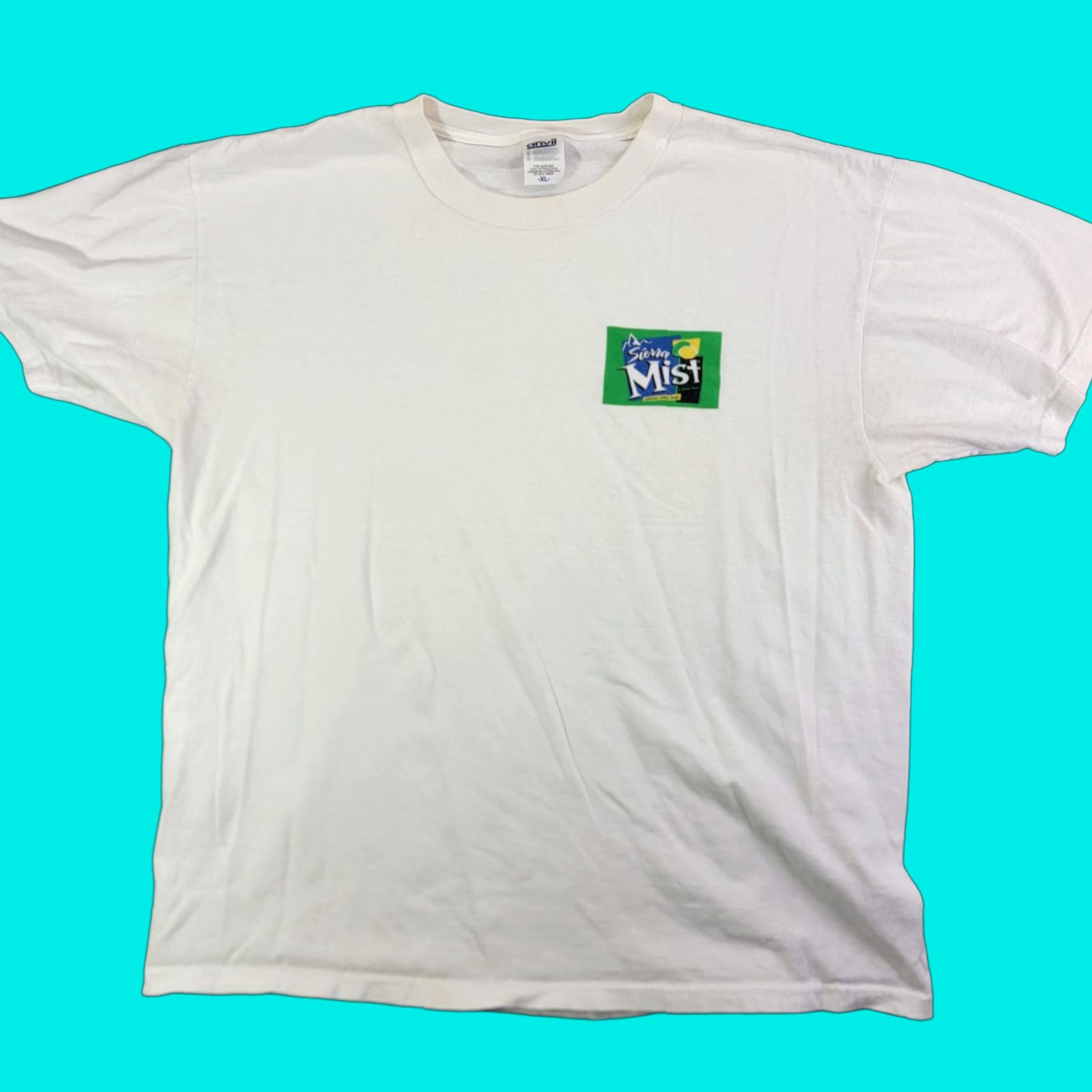 Anvil Sierra Mist Shirt Mens XL White Anvil Graphic T-Shirt Promo Tee Soda Advertising Logo Short Sleeve Crew Neck Size US XL / EU 56 / 4 - 1 Thumbnail