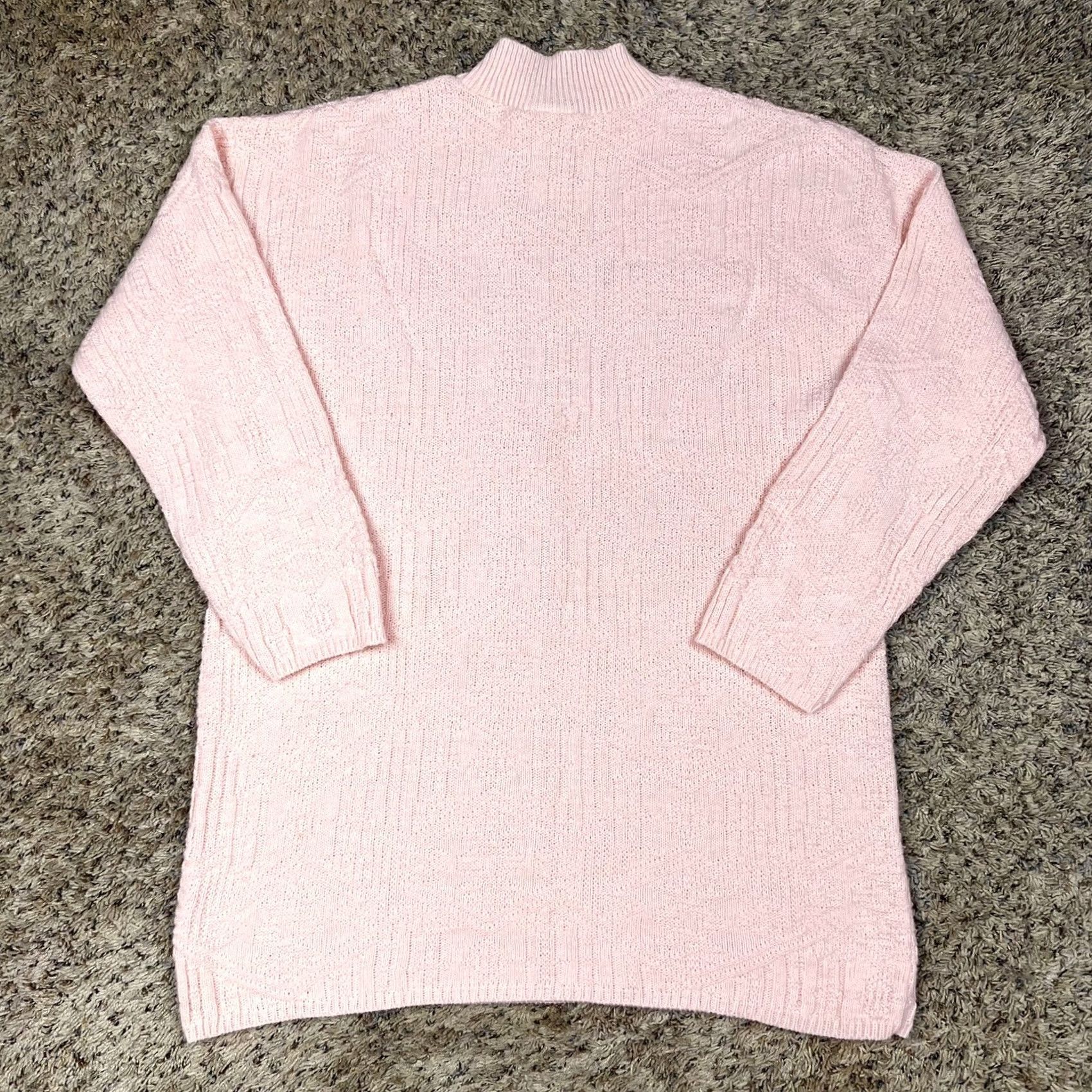 Basic Editions VINTAGE Pink Mockneck Knit Sweater Women L 90s 100% Acrylic Pullover Basic Editions Long Sleeve Size L / US 10 / IT 46 - 3 Thumbnail