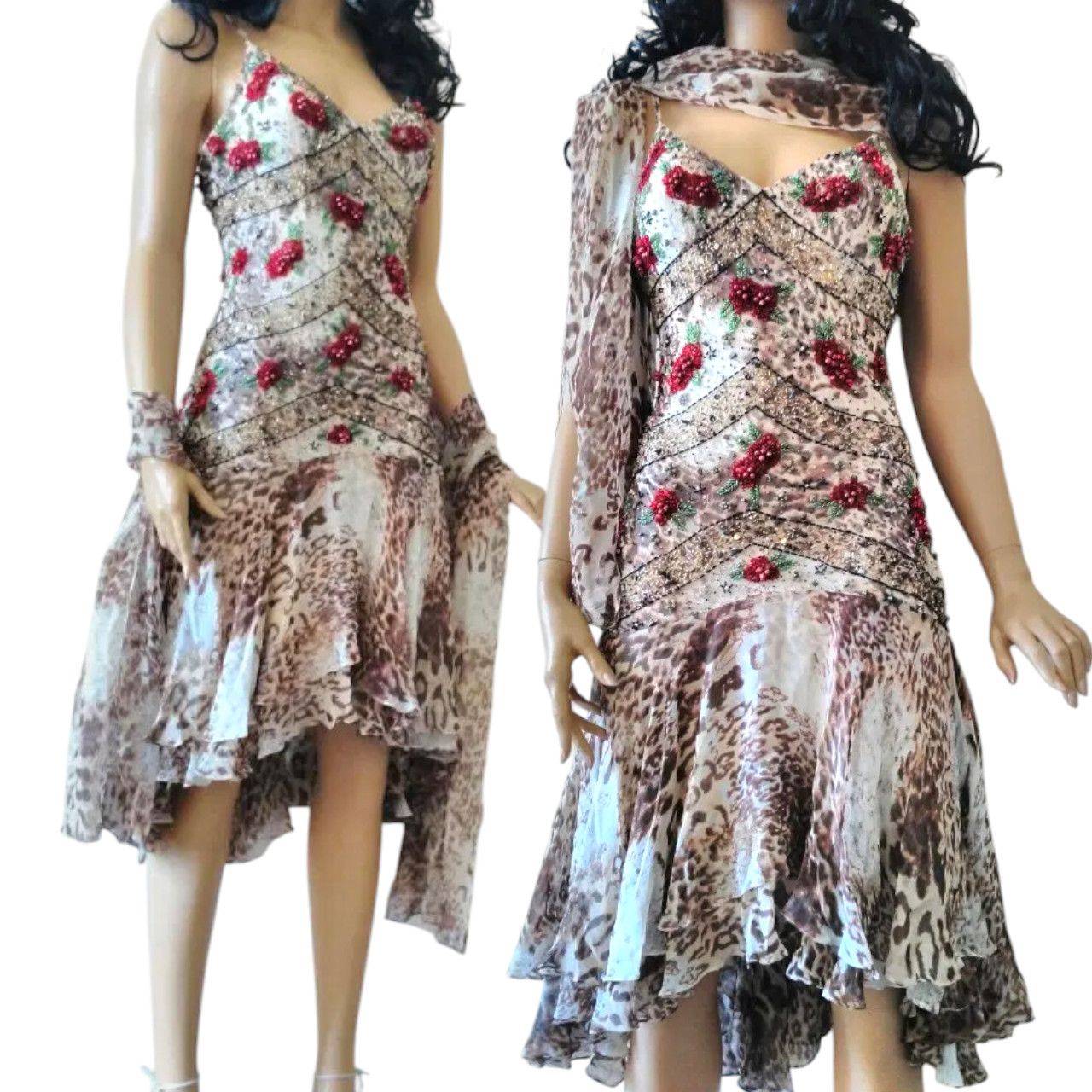 Other Leopard beaded silk dress spaghetti straps sz S Size S / US 4 / IT 40 - 1 Thumbnail