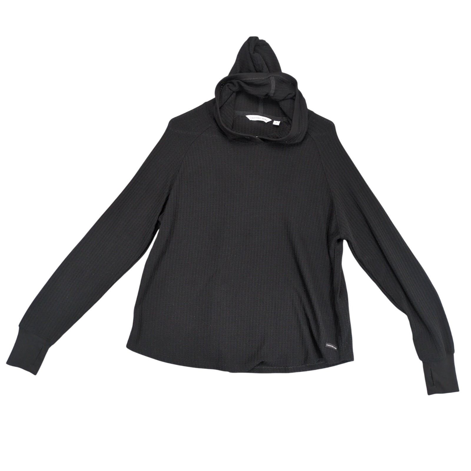Calvin Klein Calvin Klein Jeans Women's M Black Waffle Knit Hoodie Top Size M / US 6-8 / IT 42-44 - 1 Thumbnail