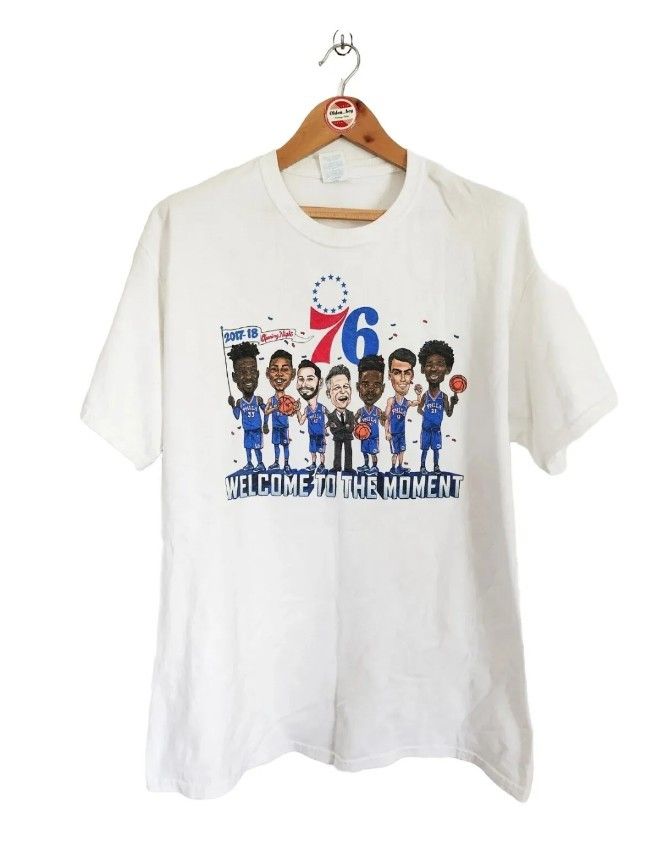 Image of Gildan x Vintage Philadelphia 76Ers Caricature Y2K T-Shirt in White, Men's (Size XL)