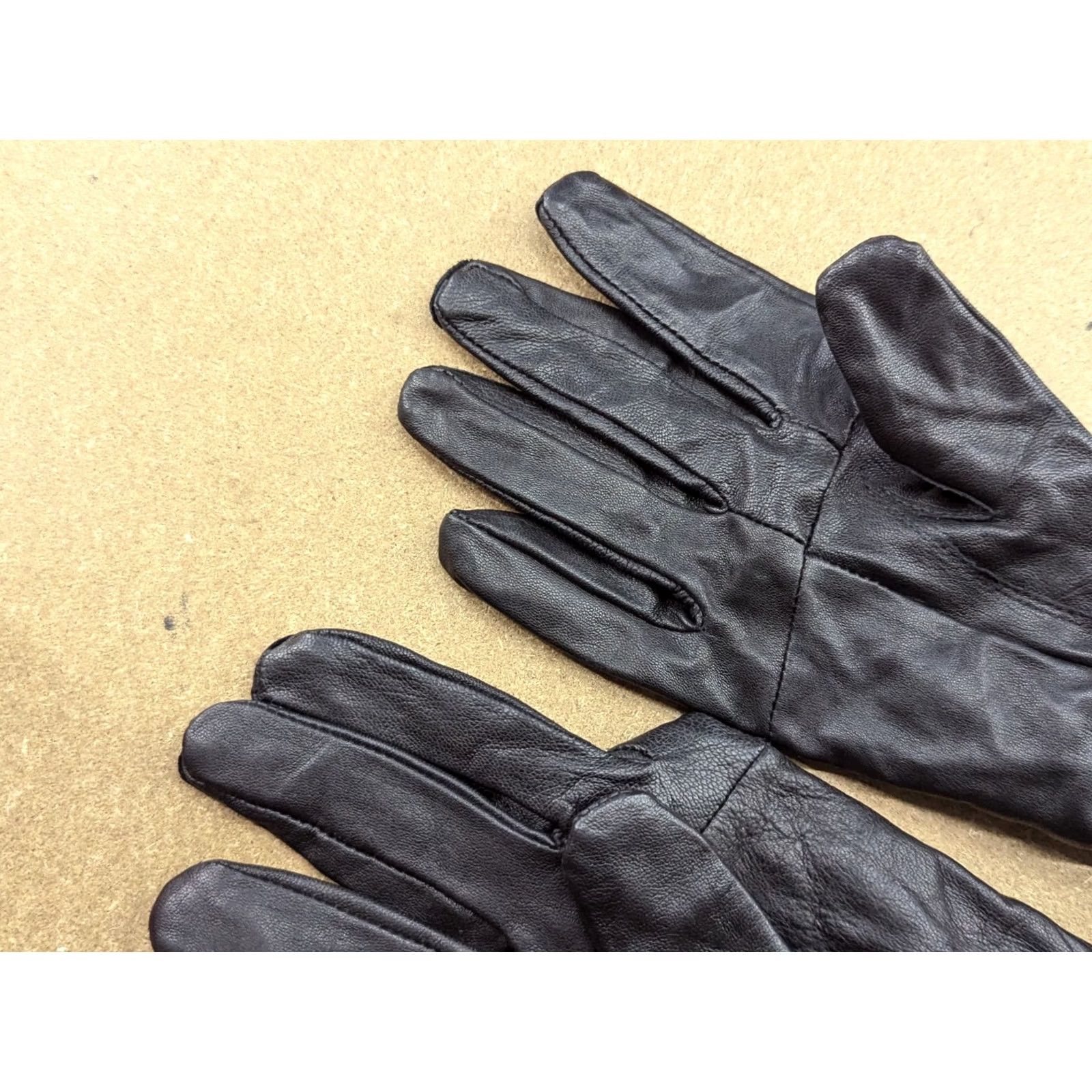 Vintage Genuine Leather Womens Gloves Size M Black Winter Ladies Glove Womens Leather Glove Black Winter M Women Size ONE SIZE - 2 Thumbnail