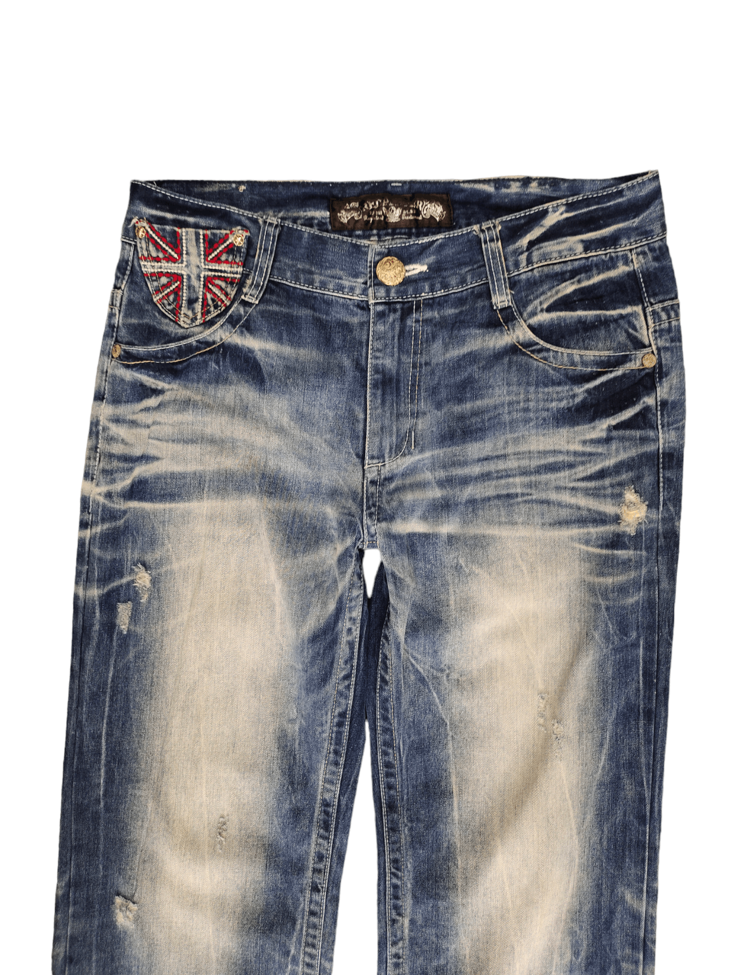 Vintage Red Pepper Wing & UK Flag Embroidered Denim Ed Hardy Y2k Size US 34 / EU 50 - 10 Thumbnail