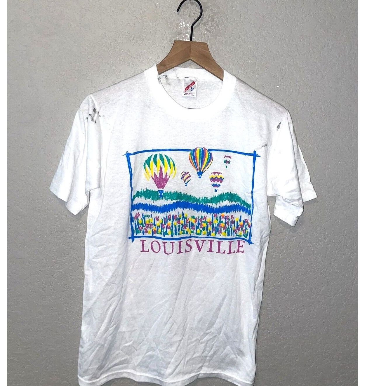 Jerzees Vintage Test Print Shirt Louisville Jackson Hole White L Tee Size US M / EU 48-50 / 2 - 1 Thumbnail