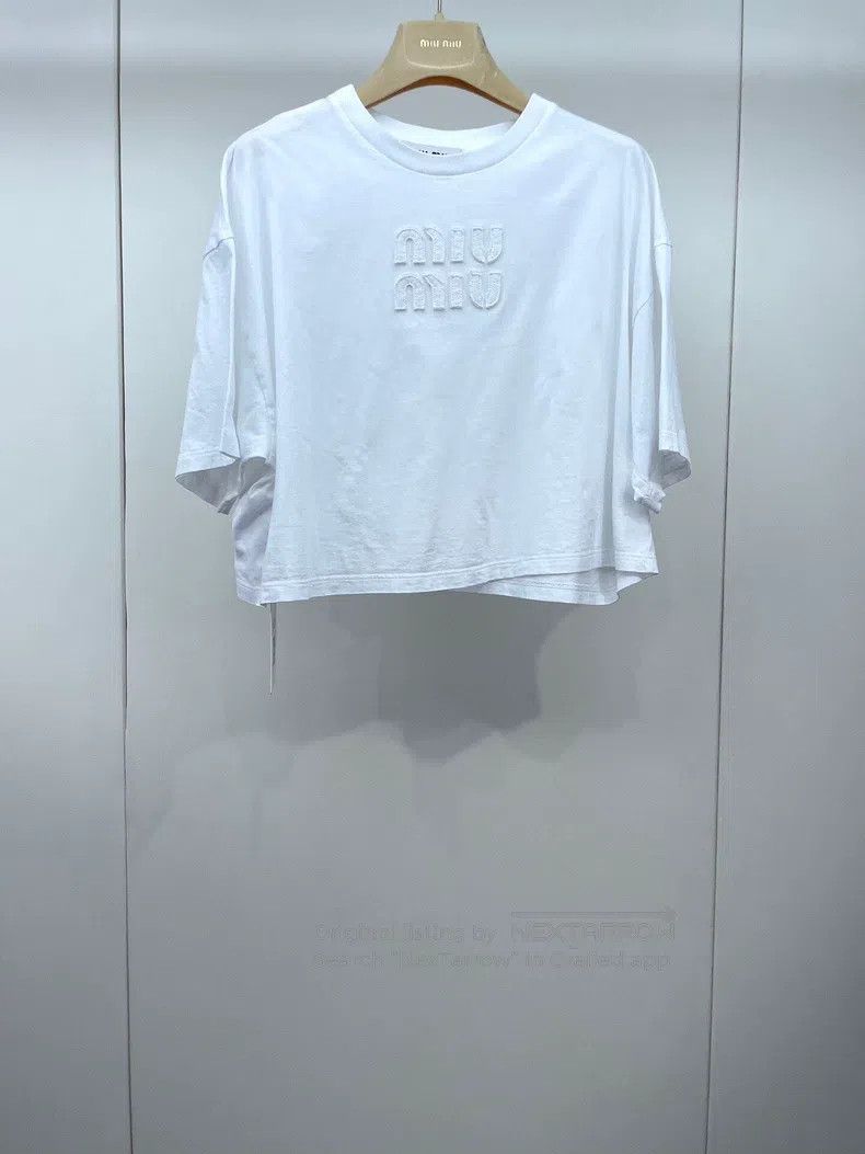 Miu Miu Miu Miu Size XS White patch logo short sleeves Size XS / US 0-2 / IT 36-38 - 1 Thumbnail