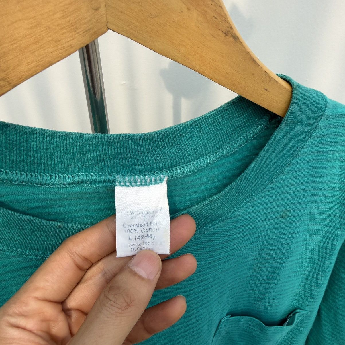 Vintage Vintage Towncraft Green Striped Pocket Tee Size US L / EU 52-54 / 3 - 4 Thumbnail