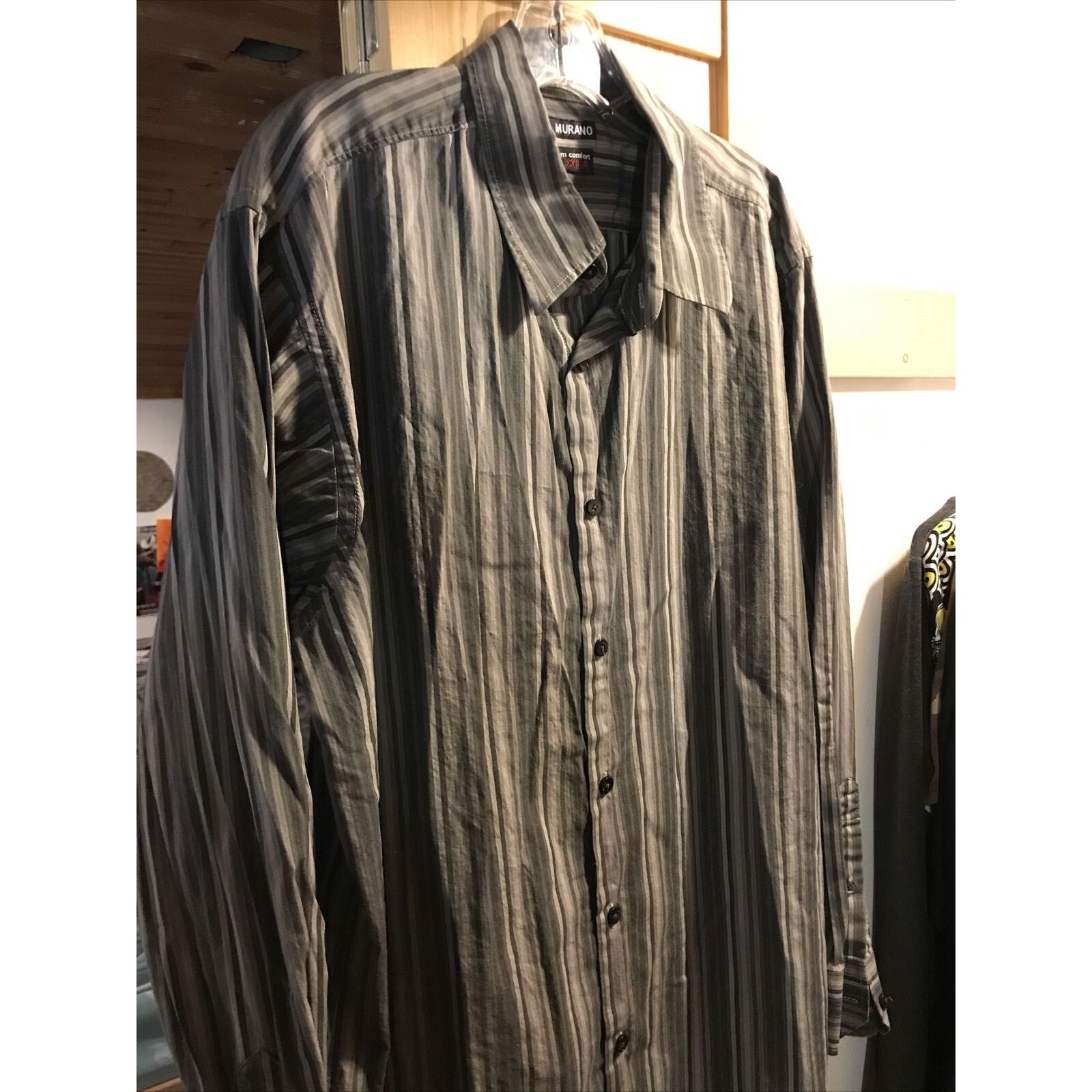 Murano Murano Modern Comfort XLA Men's XL LS Gray Striped Shirt Size US XL / EU 56 / 4 - 9 Thumbnail