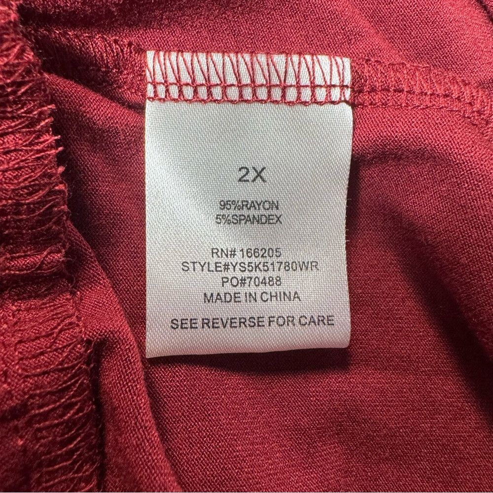 Lucky Brand NWT New Lucky Brand Red Rayon Tiered Flutter Short Sleeve D Size XXL / US 16-18 / IT 52-54 - 7 Thumbnail