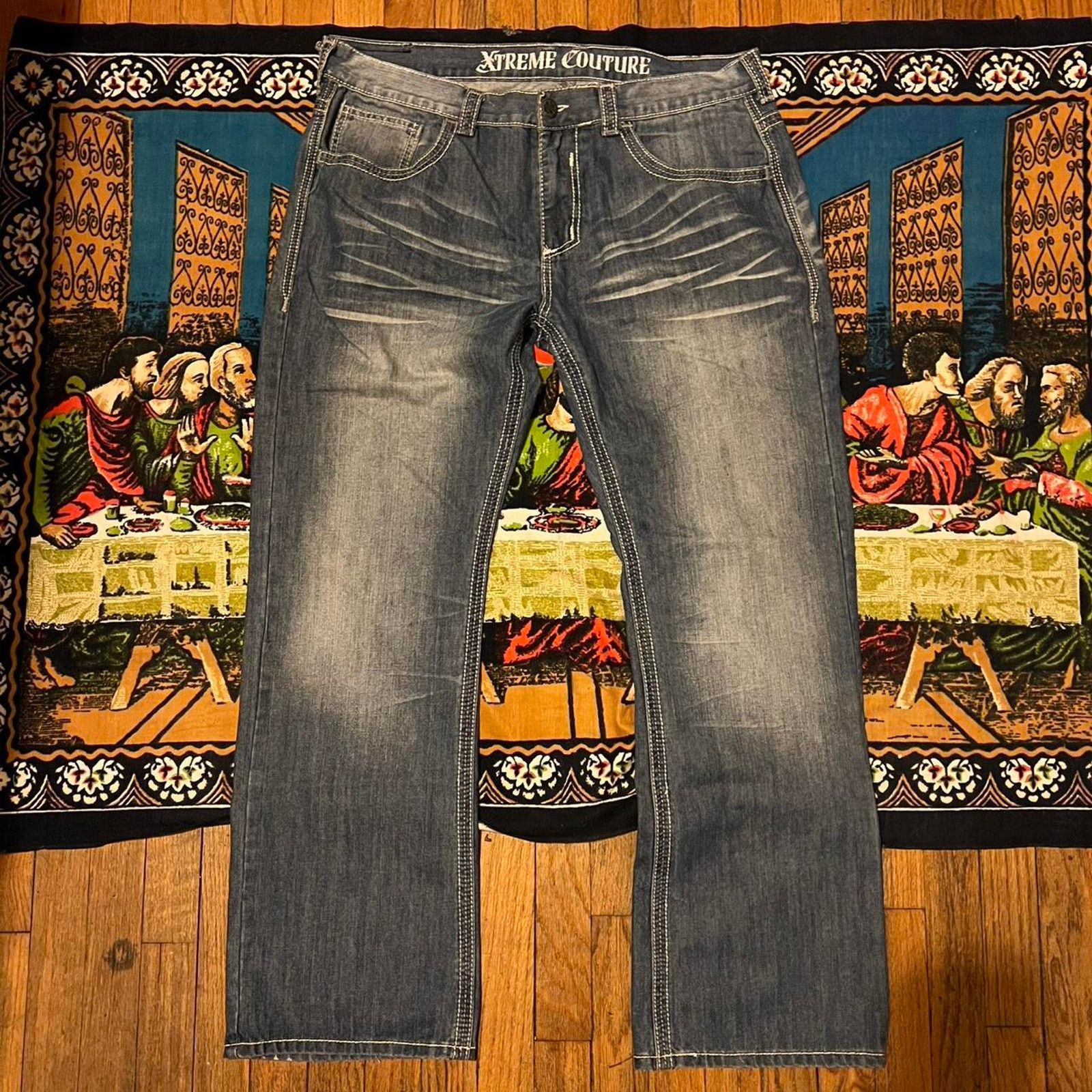 Affliction × JNCO × Southpole crazy mens y2k extreme couture jeans 38 baggy wide leg punk Size US 38 / EU 54 - 2 Thumbnail