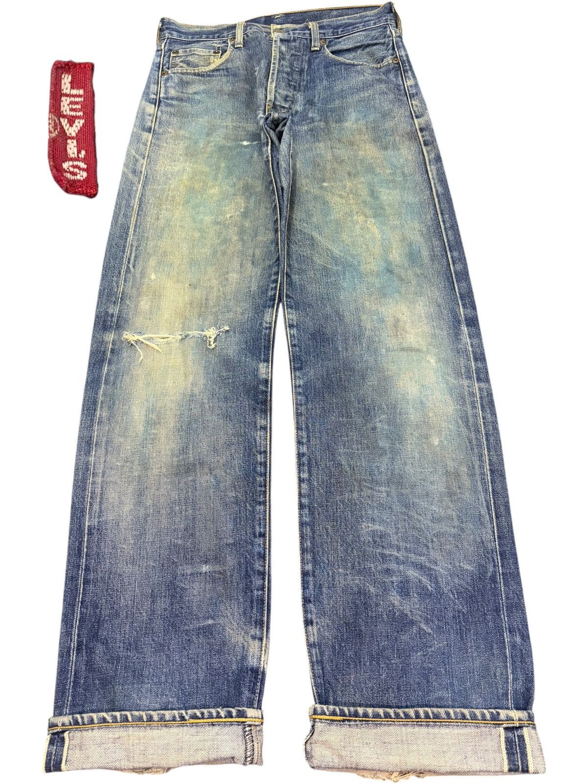 Levi's Vintage 90s Levis 503B Big E Selvedge Distress Loose Jeans Size US 30 / EU 46 - 1 Thumbnail