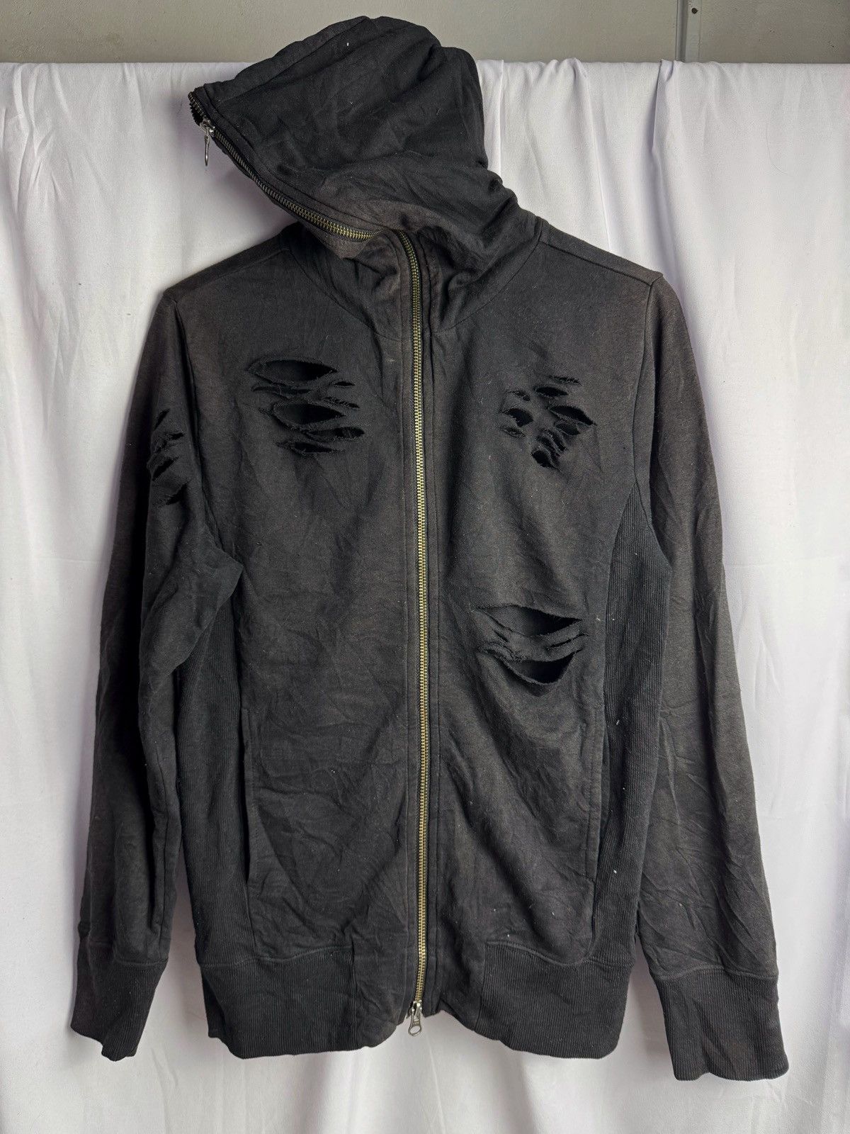 If Six Was Nine × Japanese Brand × Le Grande Bleu (L.G.B.) Morgan Homme Distressed Full Ziphoodie Black Faded Size US M / EU 48-50 / 2 - 3 Thumbnail
