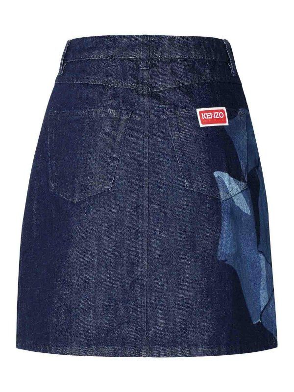 Kenzo o1y1025 Denim Mini Skirt in Blue Size 27" / US 4 / IT 40 - 2 Thumbnail
