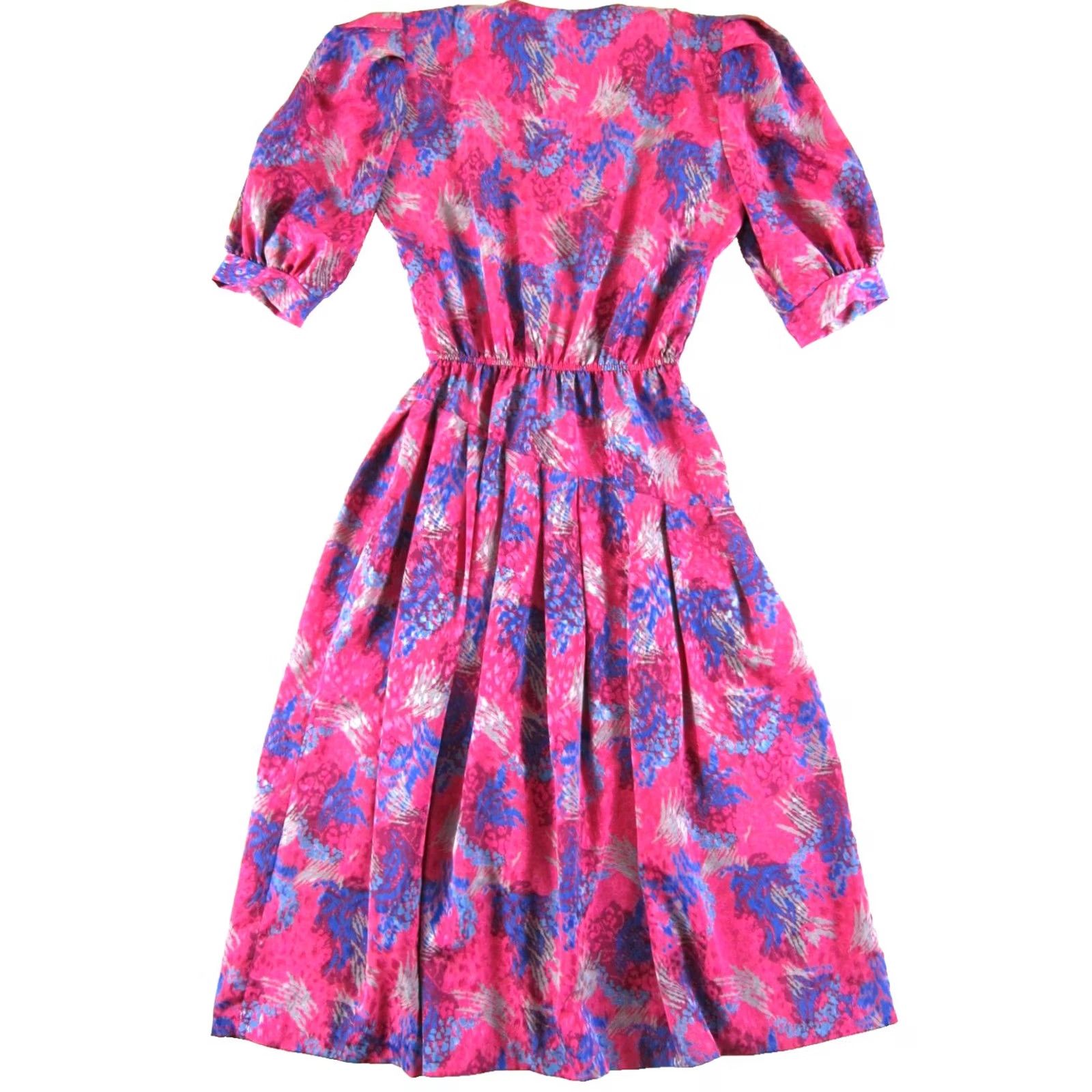 Pinko Vintage Jonathan Martin Sophisticates Midi Dress Size 8 Pink Blue Grey V-Neck Size M / US 6-8 / IT 42-44 - 2 Thumbnail