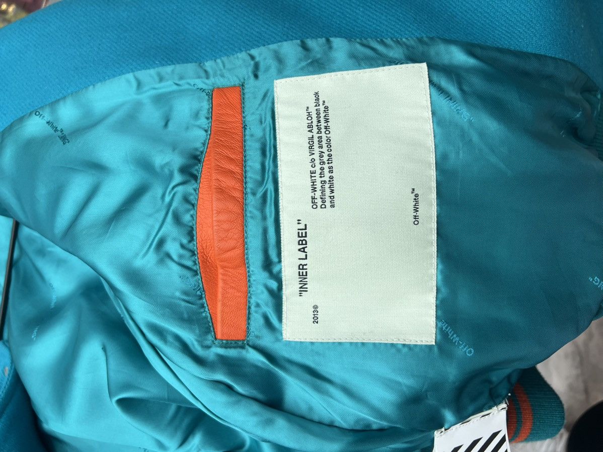 Off-White Off-White Leather Varsity Teal/Orange Jacket Size US M / EU 48-50 / 2 - 5 Thumbnail