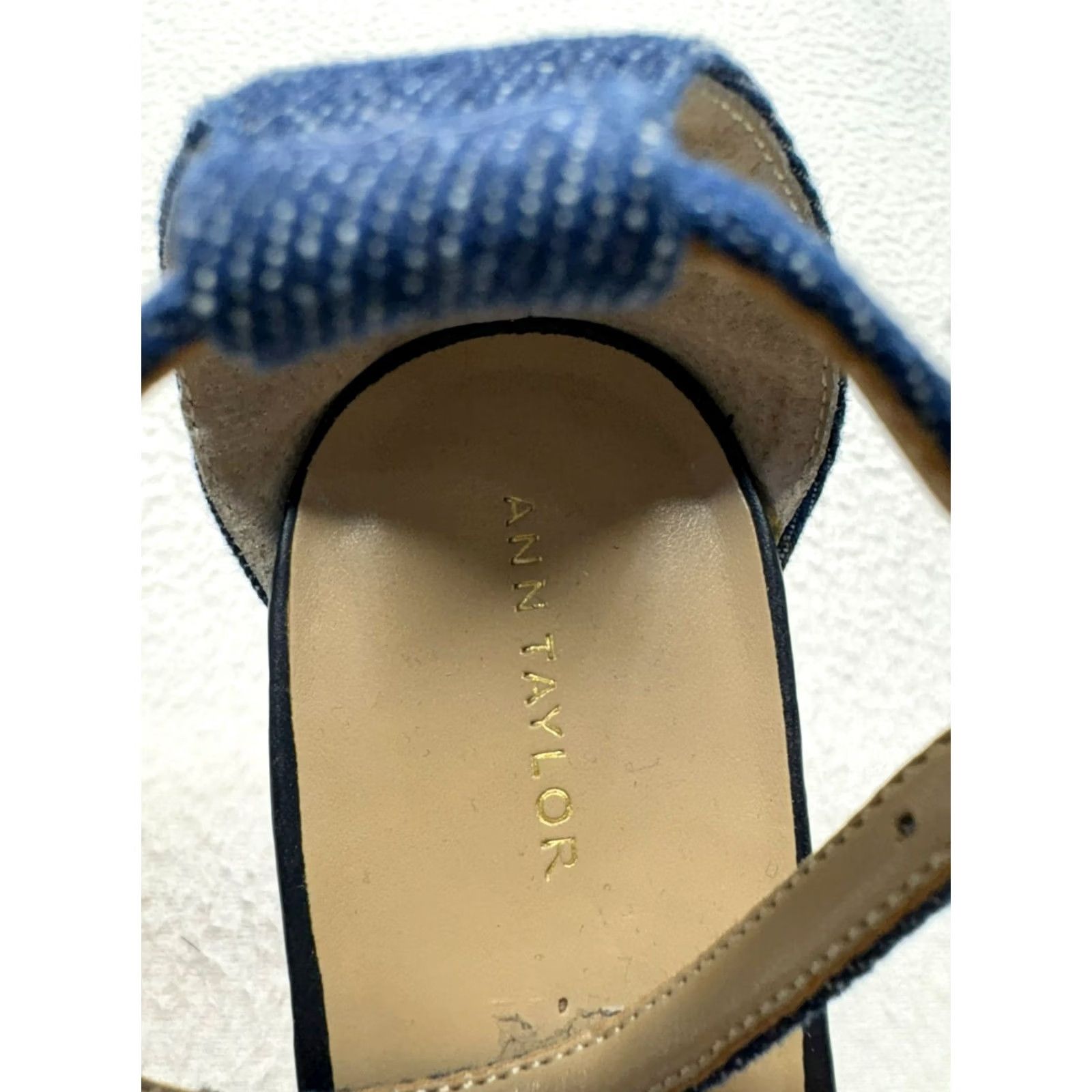 Ann Taylor Ann Taylor Denim Block Heel Floral Embroidered Pumps Womens 9 Blue Block Heel Pump Woman Shoes Size US 9 / IT 39 - 6 Thumbnail