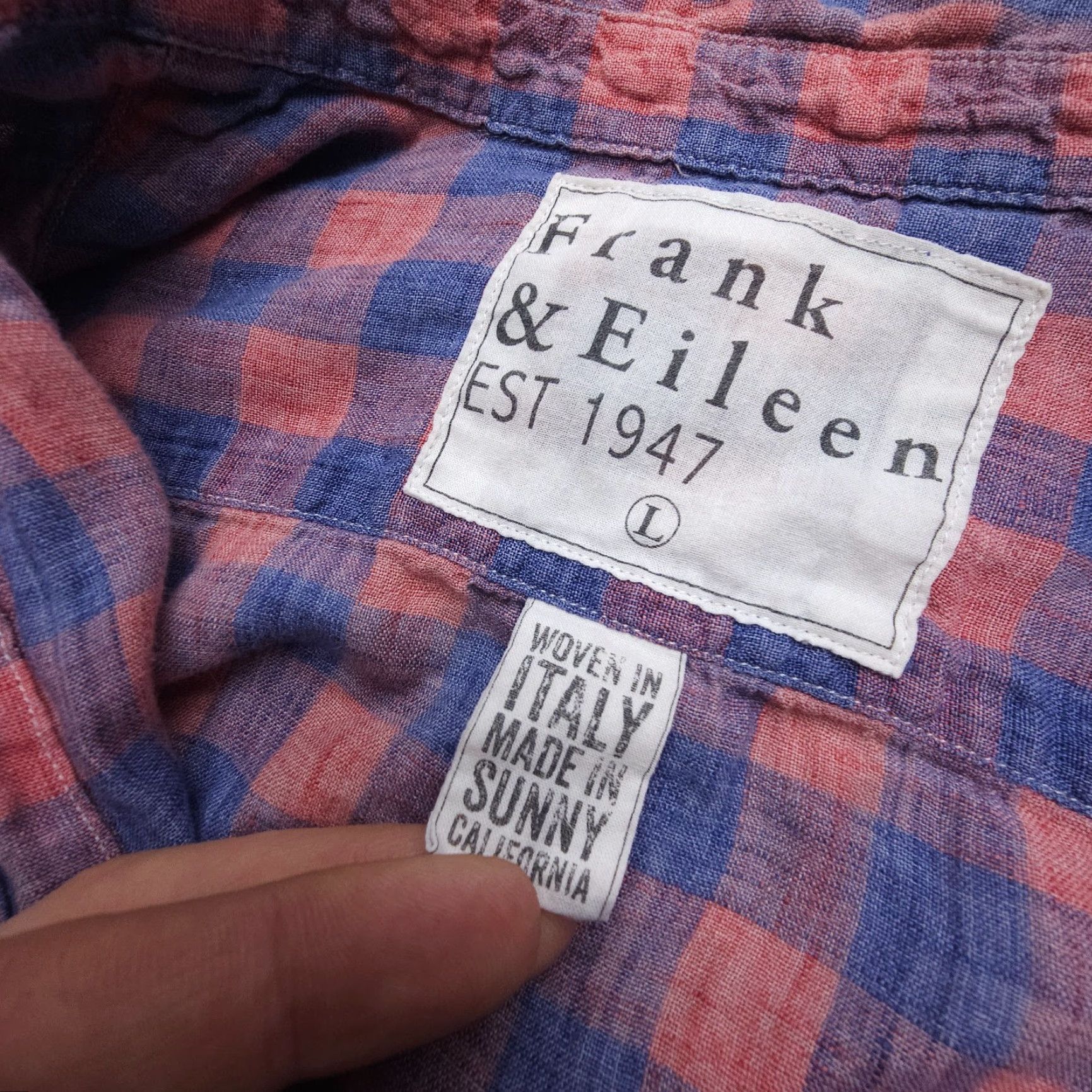 Frank & Eileen Frank & Eileen Shirt Casual Womens Button-Up Linen Check Coastal Lux Large Multicolor Breathable Lightweight Relaxed 90s? Size L / US 10 / IT 46 - 4 Thumbnail