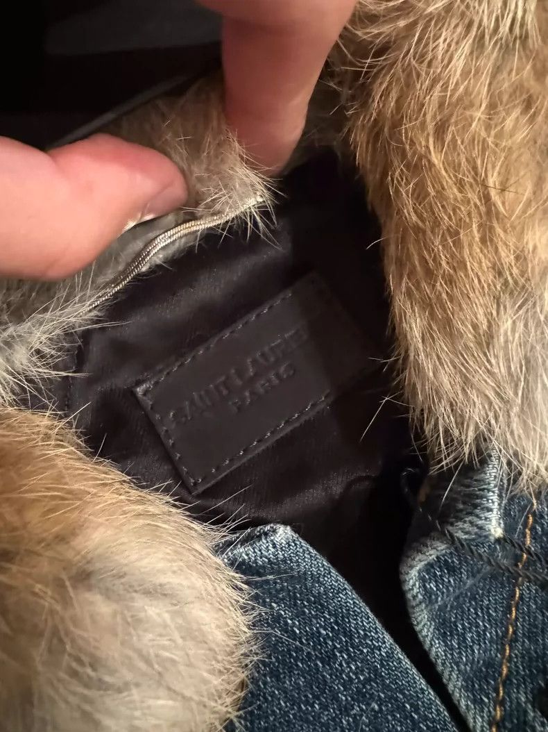 Saint Laurent Paris Saint Laurent Paris Angora rabbit fur collar denim jacket-2 Size US XS / EU 42 / 0 - 3 Thumbnail