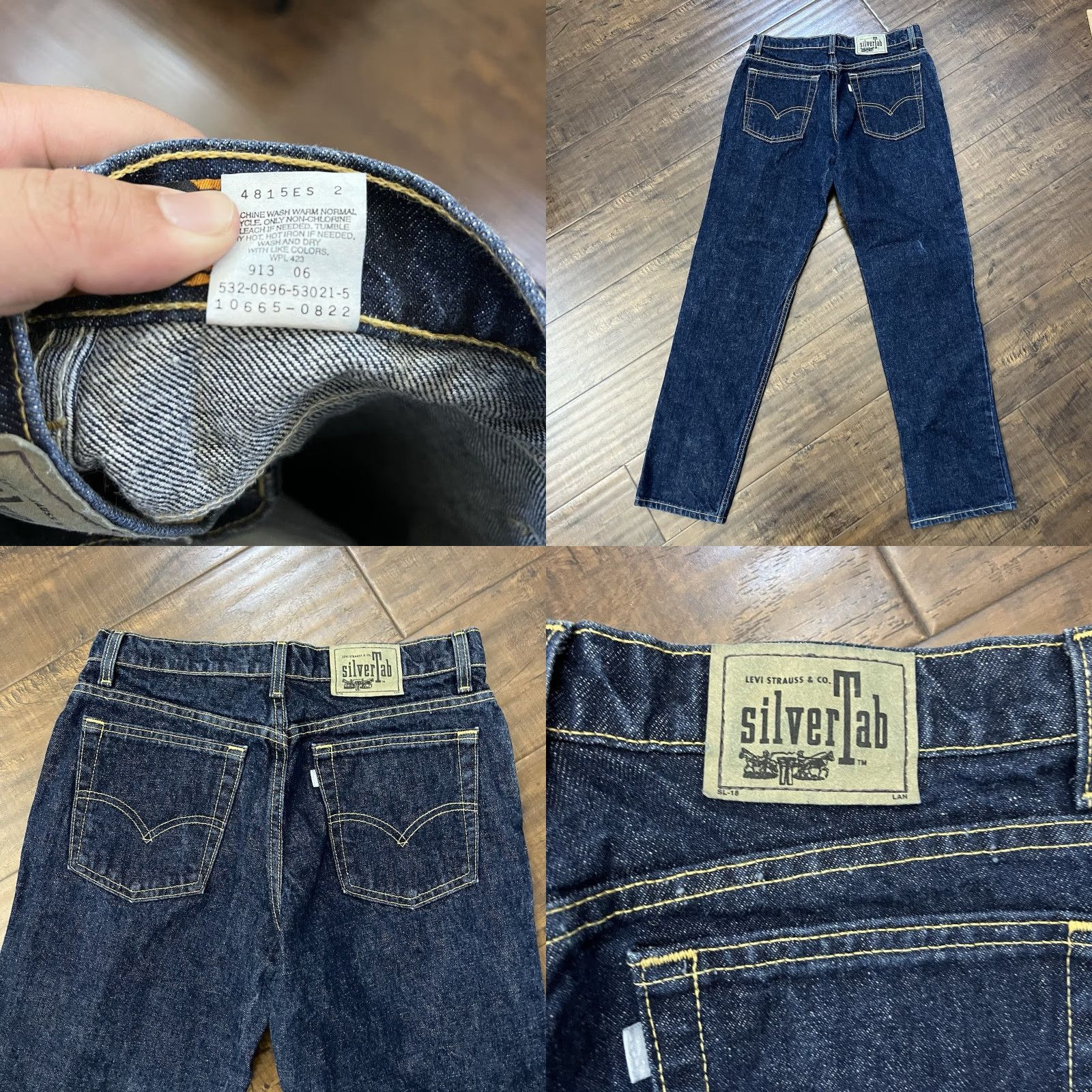 Denime VINTAGE Levi's SilverTab Denim Jeans Womens Medium 30 In Waist 31 In Inseam 90s Dark Blue Straight 665 USA Size 32" / US 10 / IT 46 - 8 Thumbnail