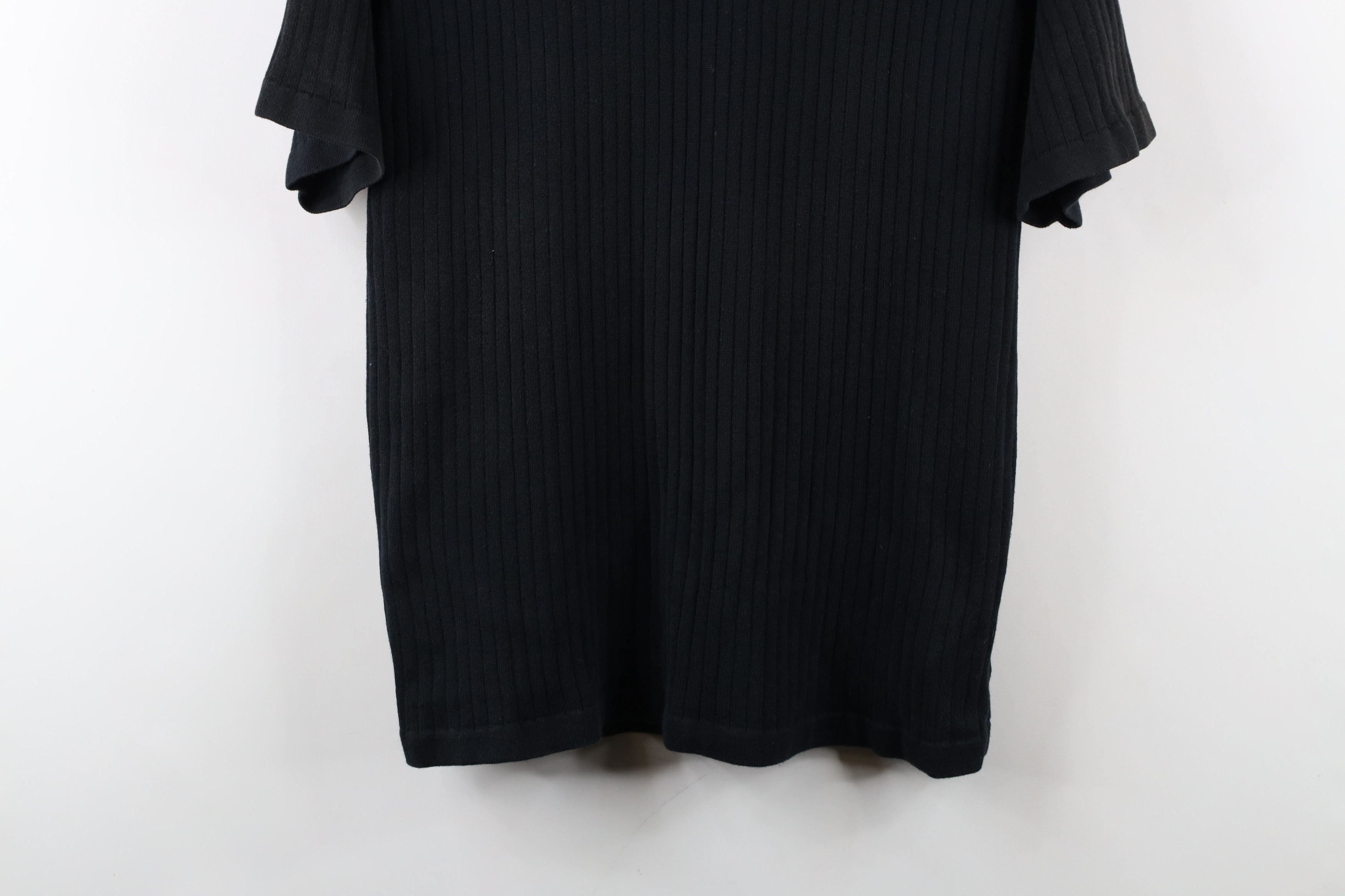 Vintage Vintage 90s Streetwear Ribbed Knit Collared Polo Shirt Black Size US M / EU 48-50 / 2 - 3 Thumbnail