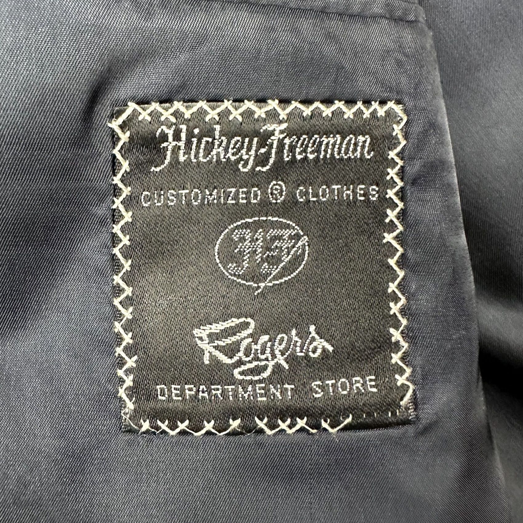 Loro Piana Hickey Freeman Blazer Wool 43L Blue Pinstripe Notch Single-Breasted Two-Button 46 Chest Regular Mens Size 46R - 4 Thumbnail