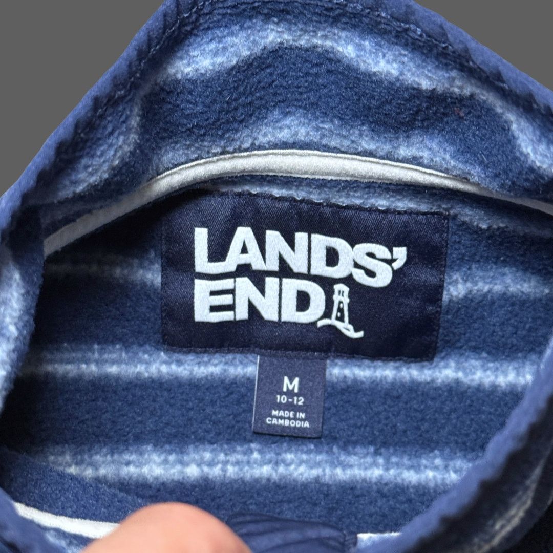 Lands' End Lands' End Heritage Snap Fleece Navy Stripe Womens M Size US M / EU 48-50 / 2 - 5 Thumbnail
