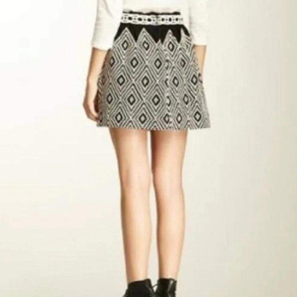 Free People Free People l Black White Geo Embroidered A Line Skirt 4 Size 27" / US 4 / IT 40 - 1 Thumbnail