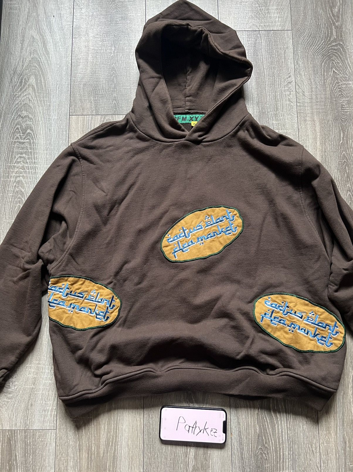 image of Cactus Plant Flea Market X Humane Made Farmers Hoodie in Brown, Men's (Size Large)