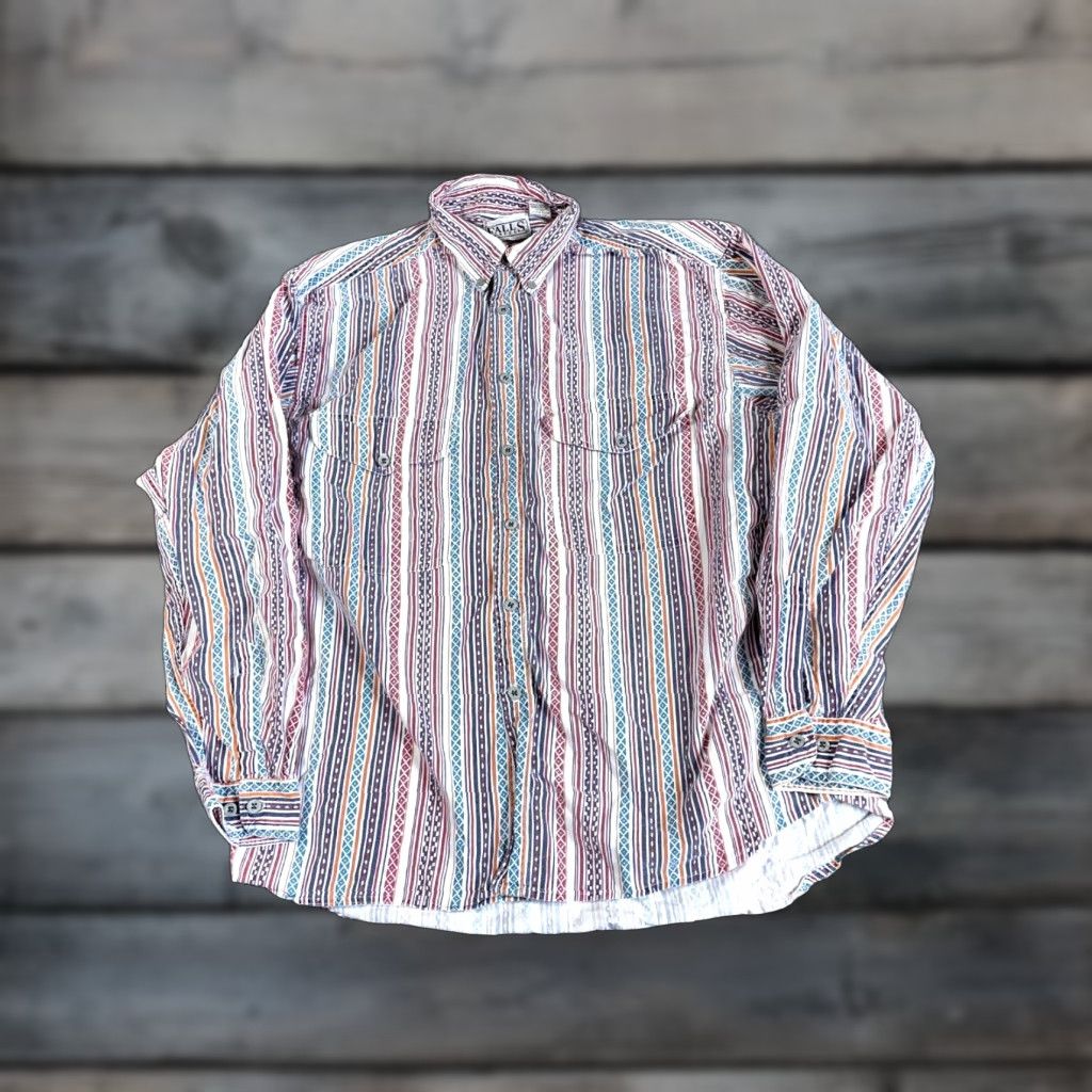 Vintage VTG Falls Creek Button-Down Shirt Adult XL White Geometric Tribal Boho Aztec Bohemian Hipster Retro Casual Mens Shirt Size US XL / EU 56 / 4 - 1 Thumbnail