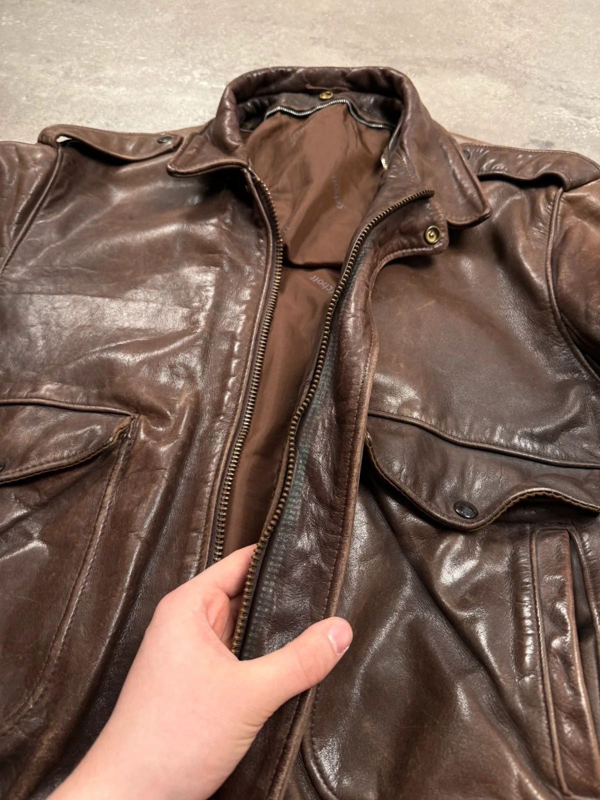 Schott Schott leather jacket vintage 1980s 1970s rétro made in USA Size US XL / EU 56 / 4 - 10 Thumbnail