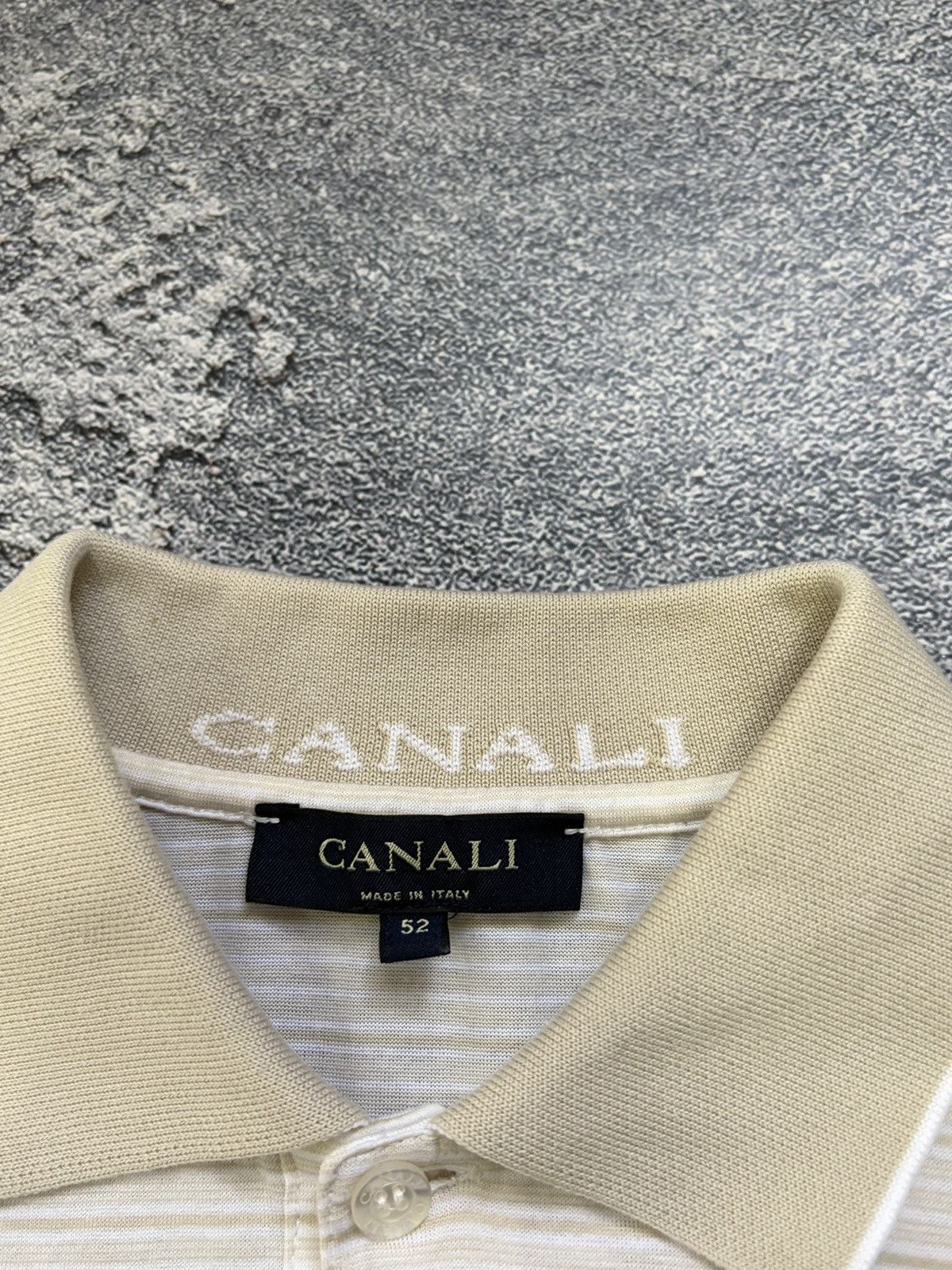 Canali CANALI Beige Striped 100% Cotton Polo Shirt 52 XL Italy Size US XL / EU 56 / 4 - 3 Thumbnail