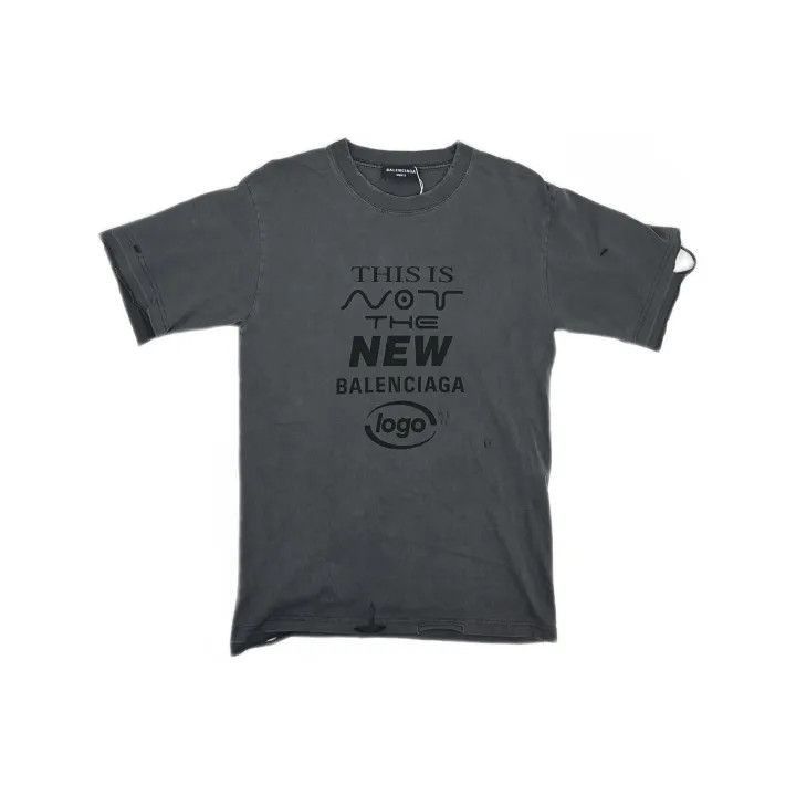 Balenciaga Balenciaga Balenciaga Black Distressed Logo Cotton TShirt Size US S / EU 44-46 / 1 - 2 Thumbnail