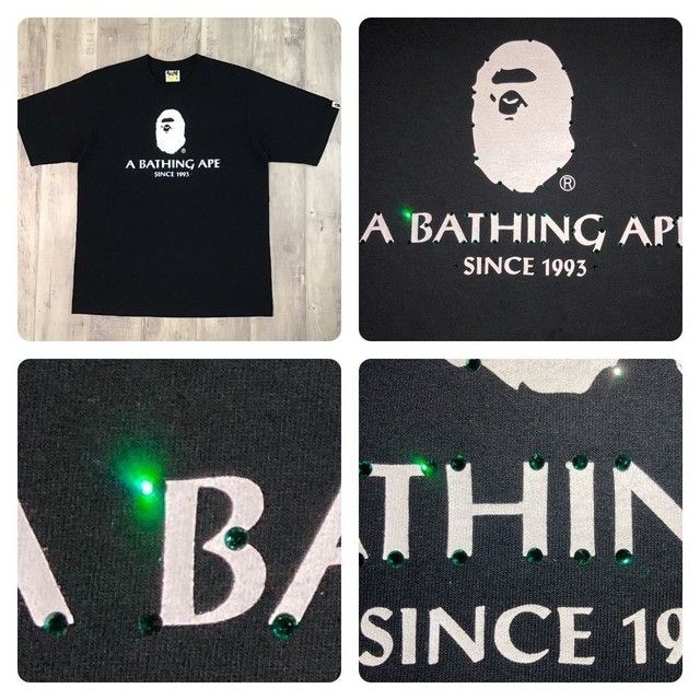 Bape × Swarovski Green Swarovski BAPE logo T-shirt a bathing ape Size US M / EU 48-50 / 2 - 1 Thumbnail