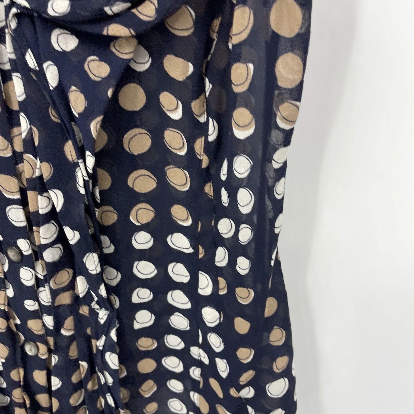 Anthropologie VINTAGE Moulinette Soeurs Blouse Women Sleeveless Ruffle Sheer Geometric Blue 2 Size XS / US 0-2 / IT 36-38 - 7 Thumbnail